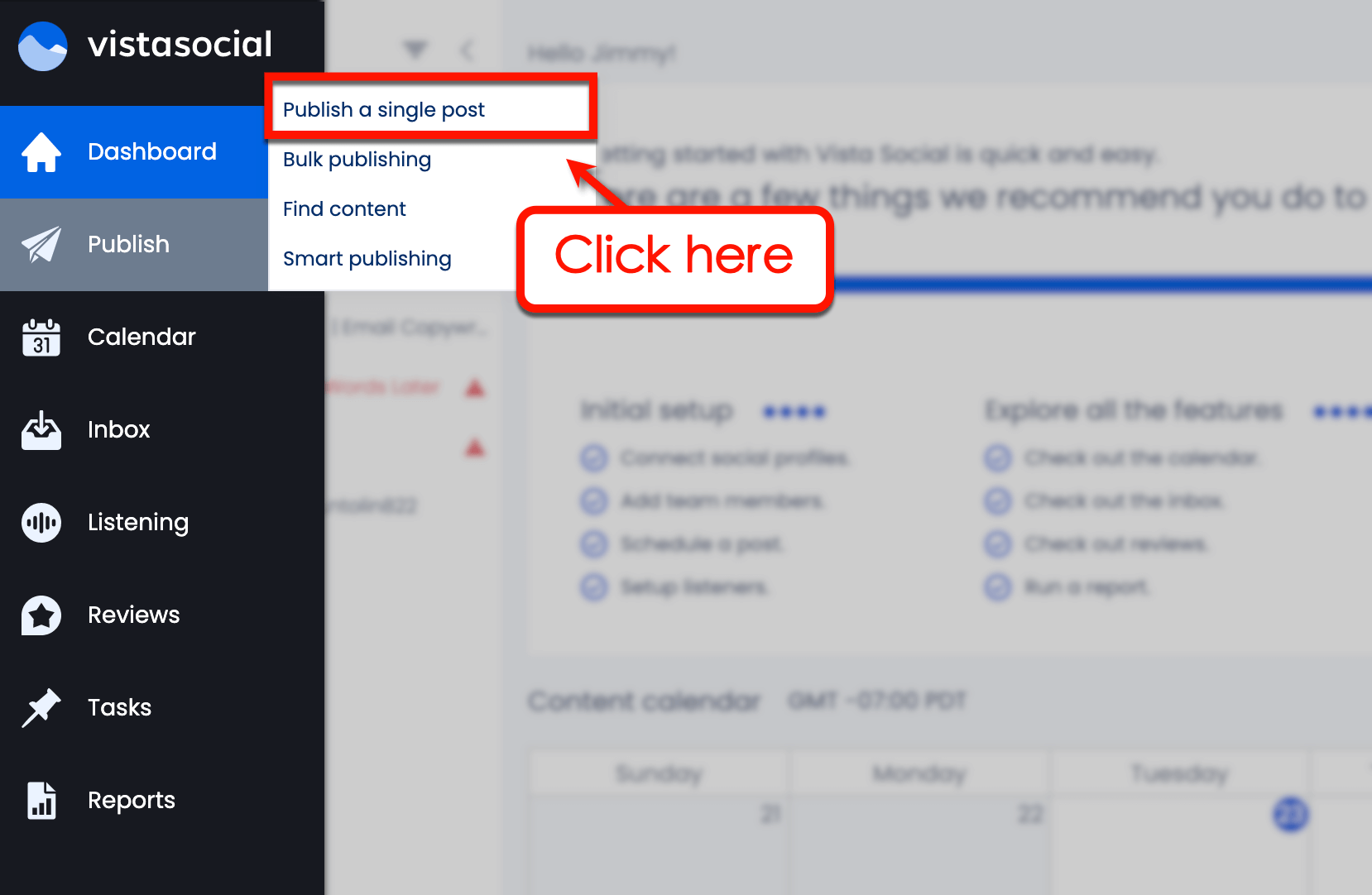 Screenshot Vista Social's Publish Tool