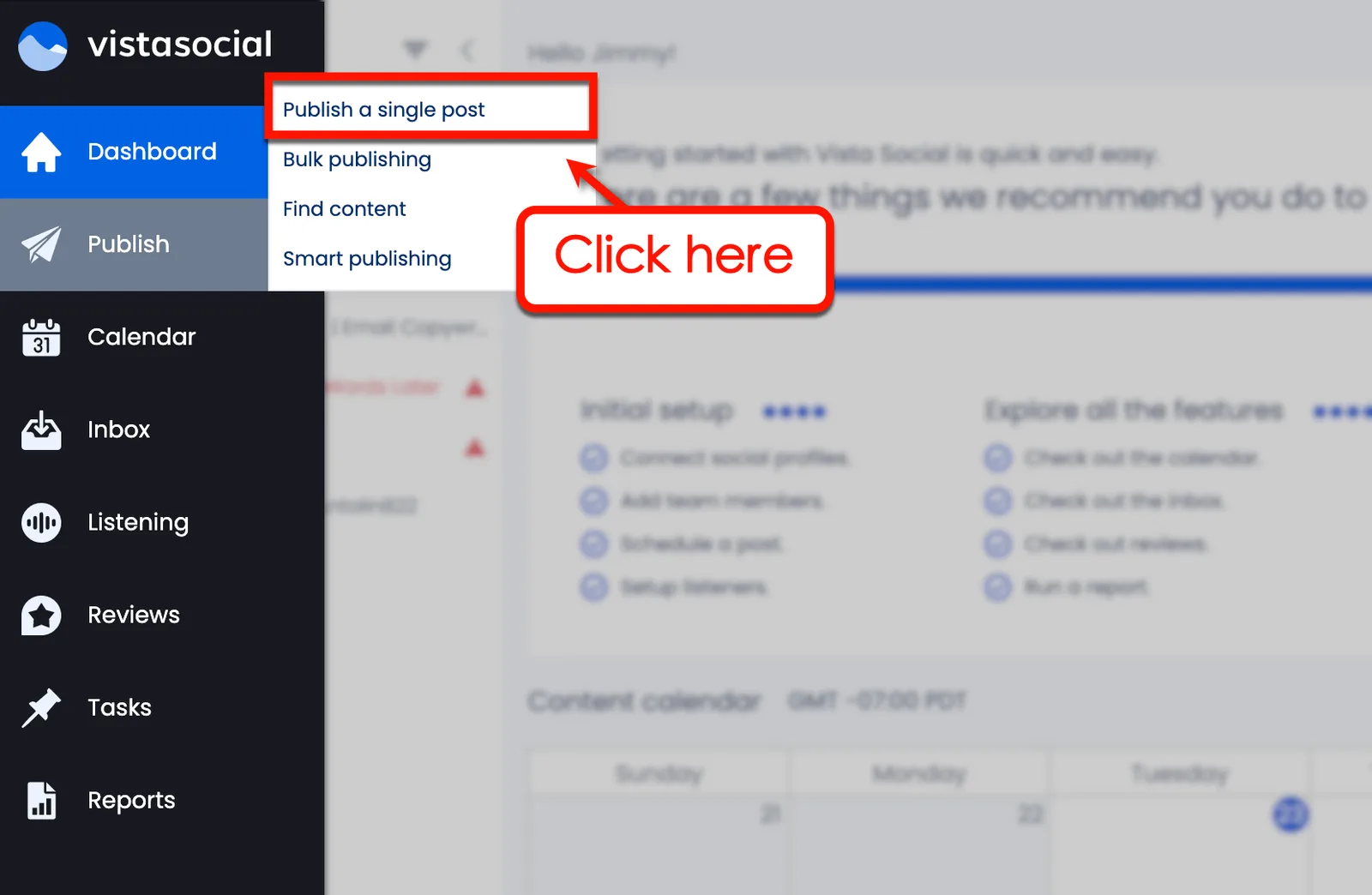 Screenshot Vista Social's Publish Tool