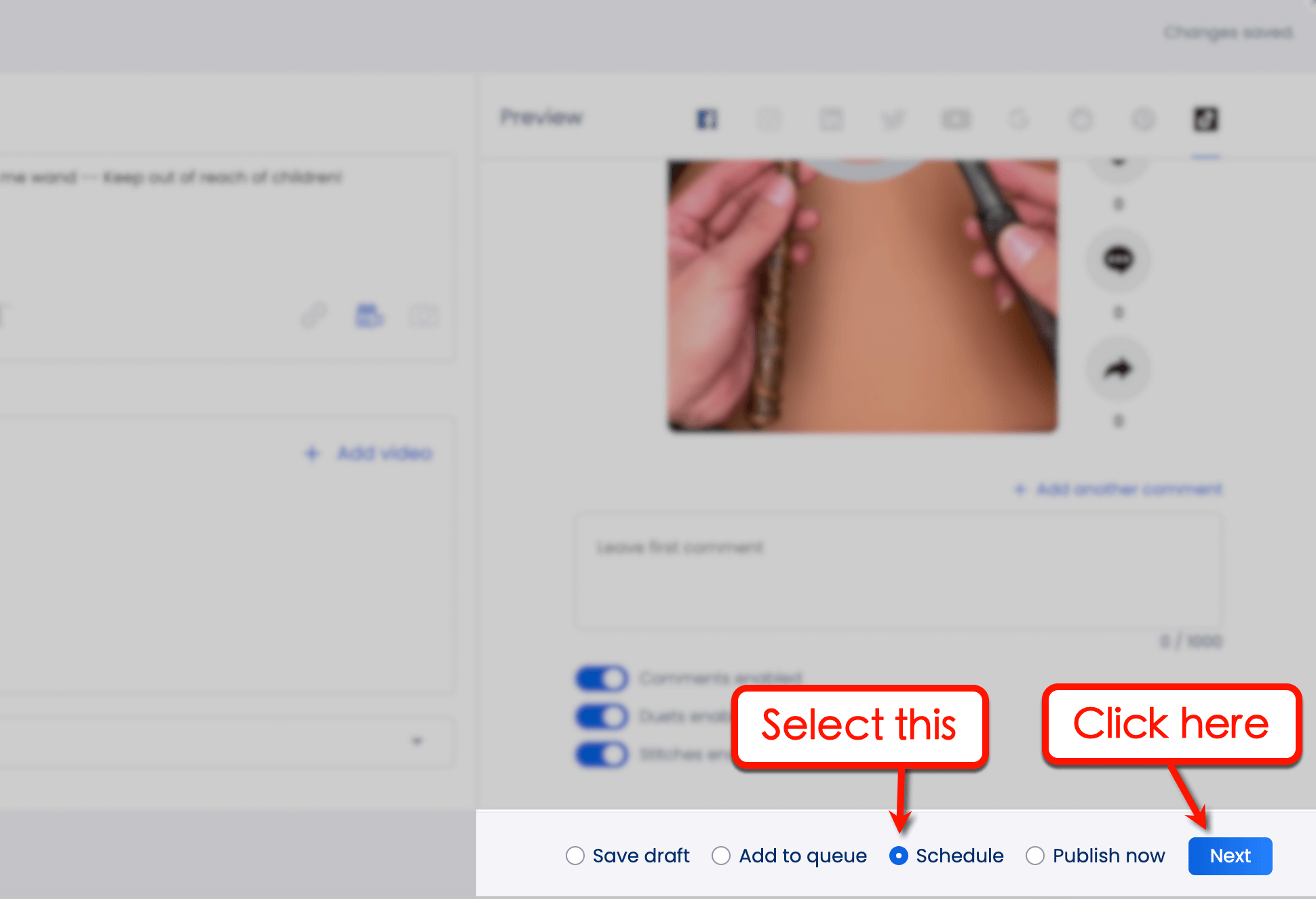Screenshot of Vista Social's Schedule your TikTok repost