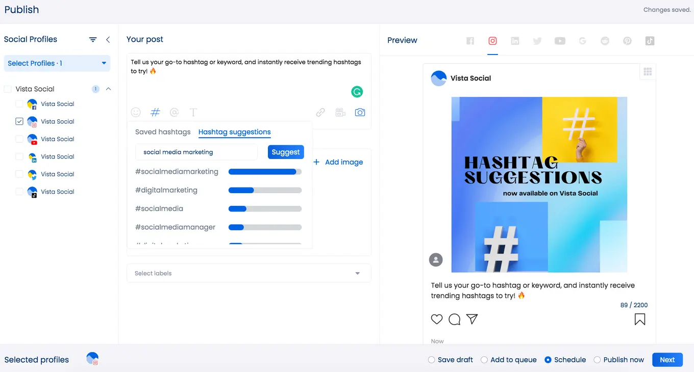 Social Media Hashtag Tools | Hashtag Suggestions | Vista Social