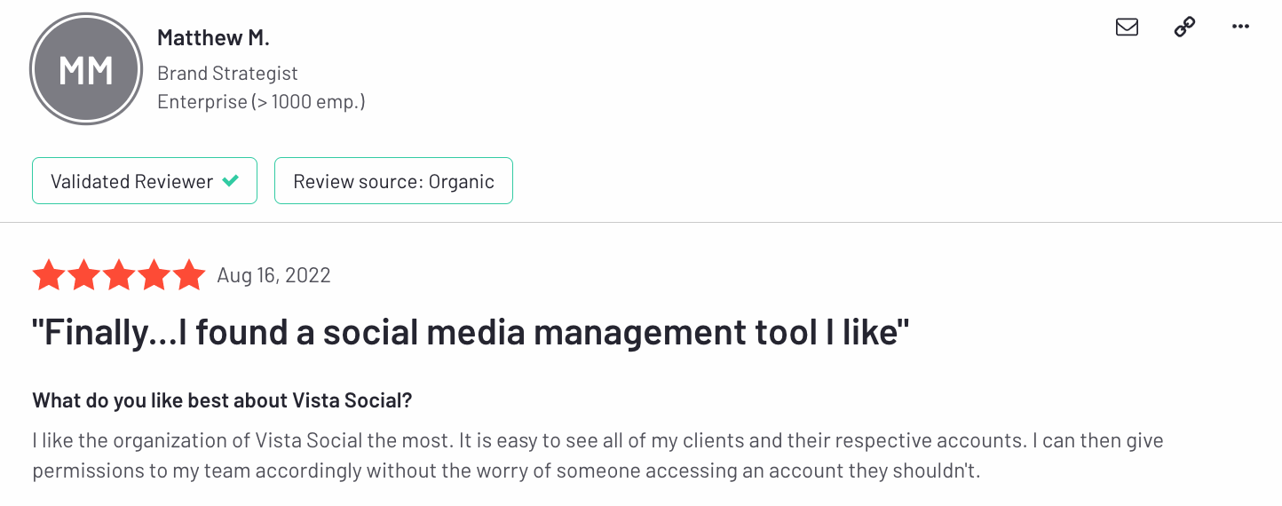 Real Customer Review of Vista Social on G2 | How Vista Social Supports Team Collaboration