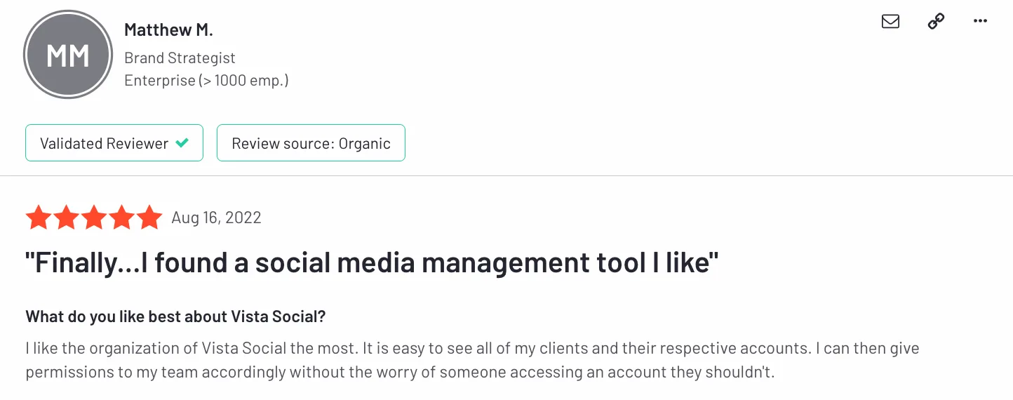 Real Customer Review of Vista Social on G2 | How Vista Social Supports Team Collaboration