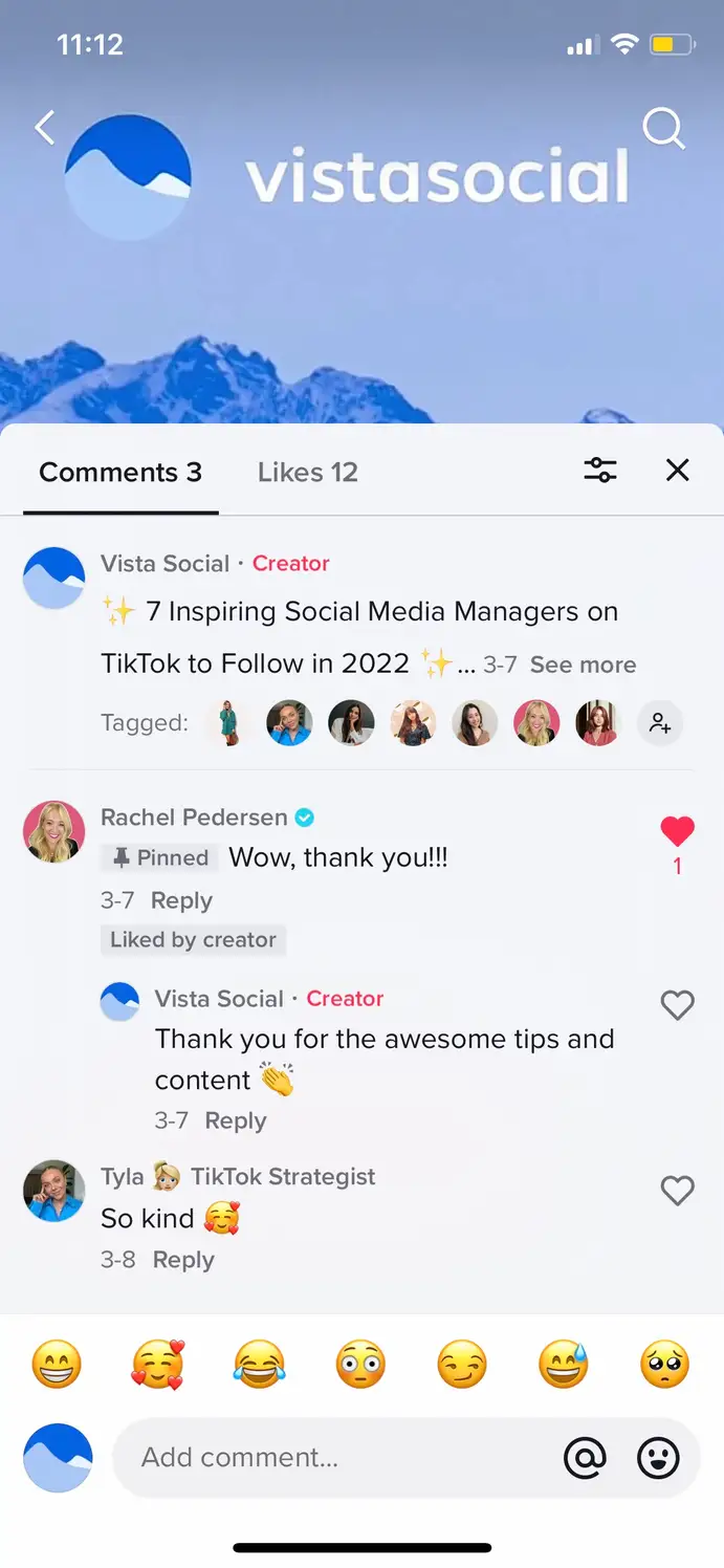 Pin TikTok Comments | Vista Social
