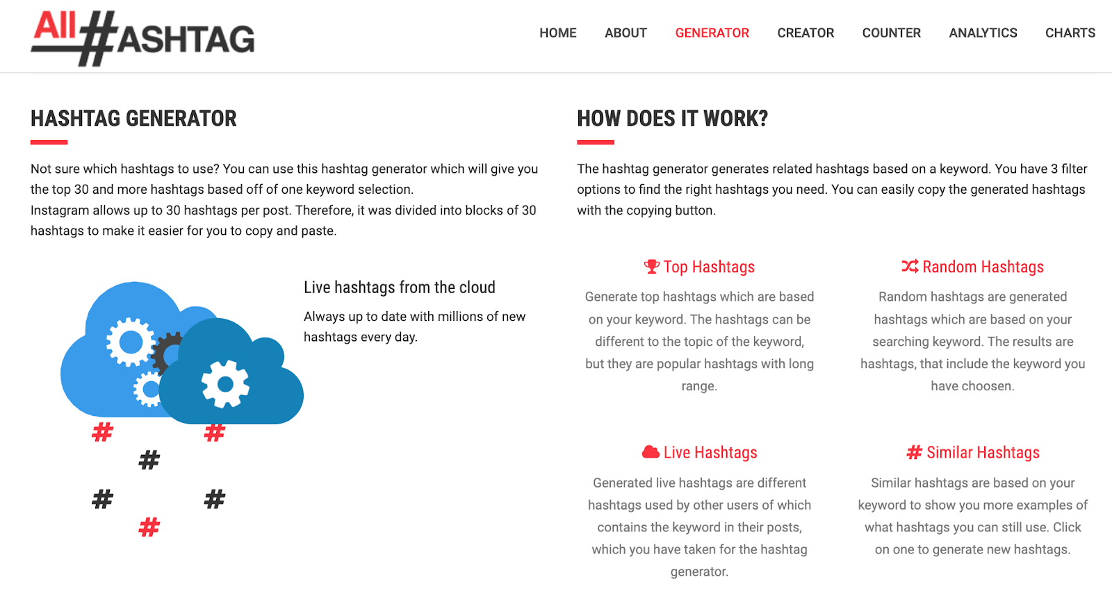 All-Hashtag's home page
