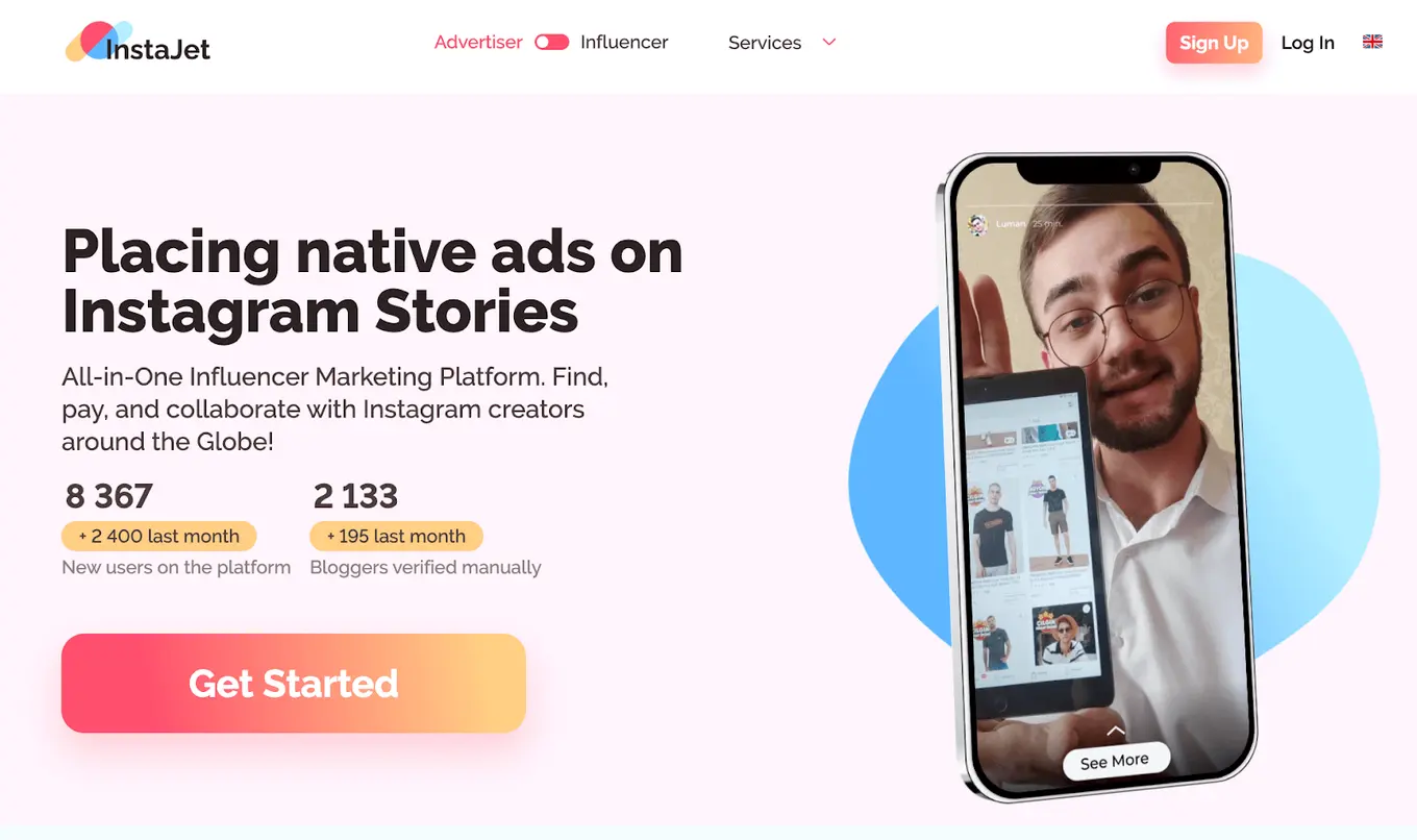 InstaJet's home page