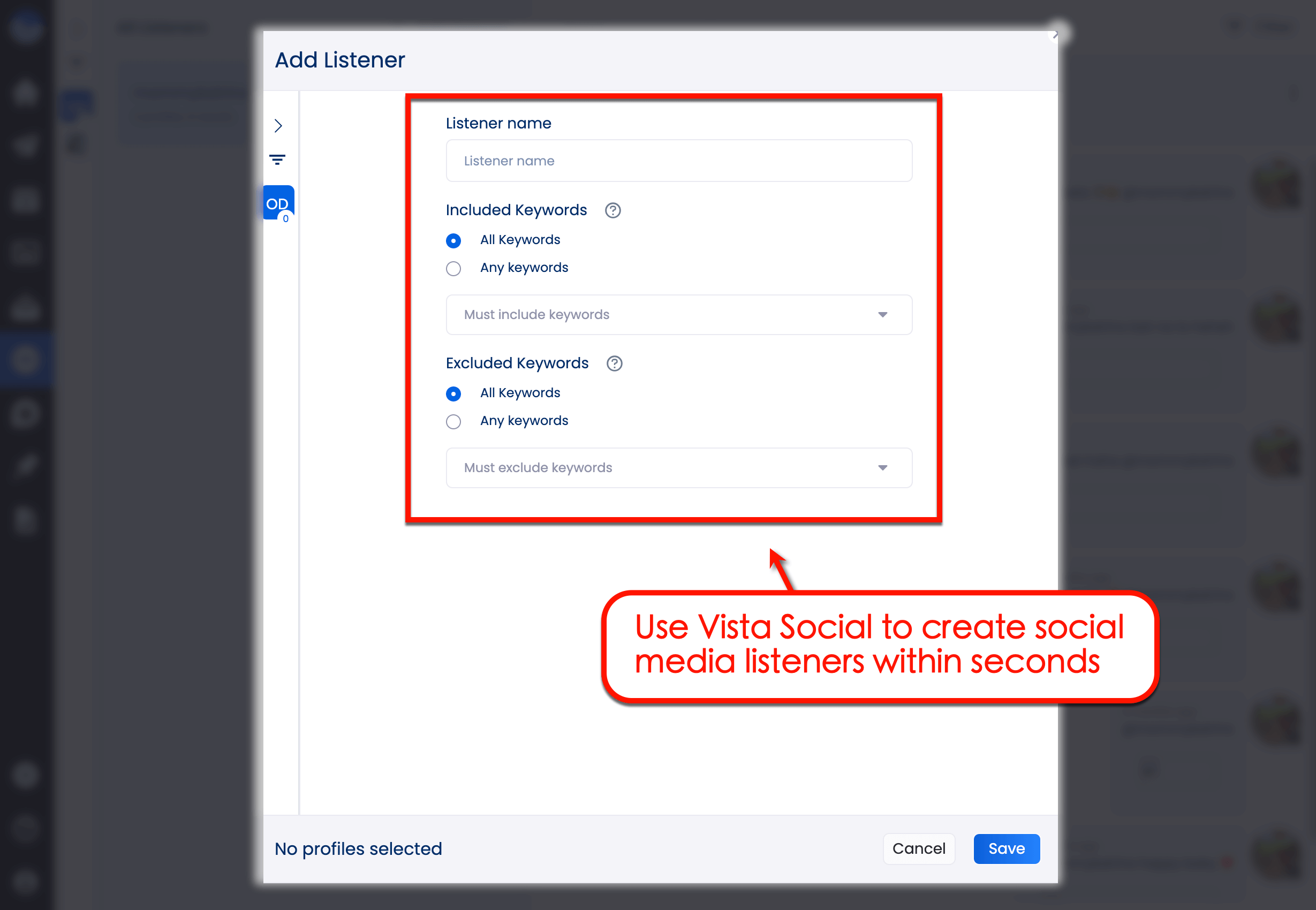 Vista Social's media listener