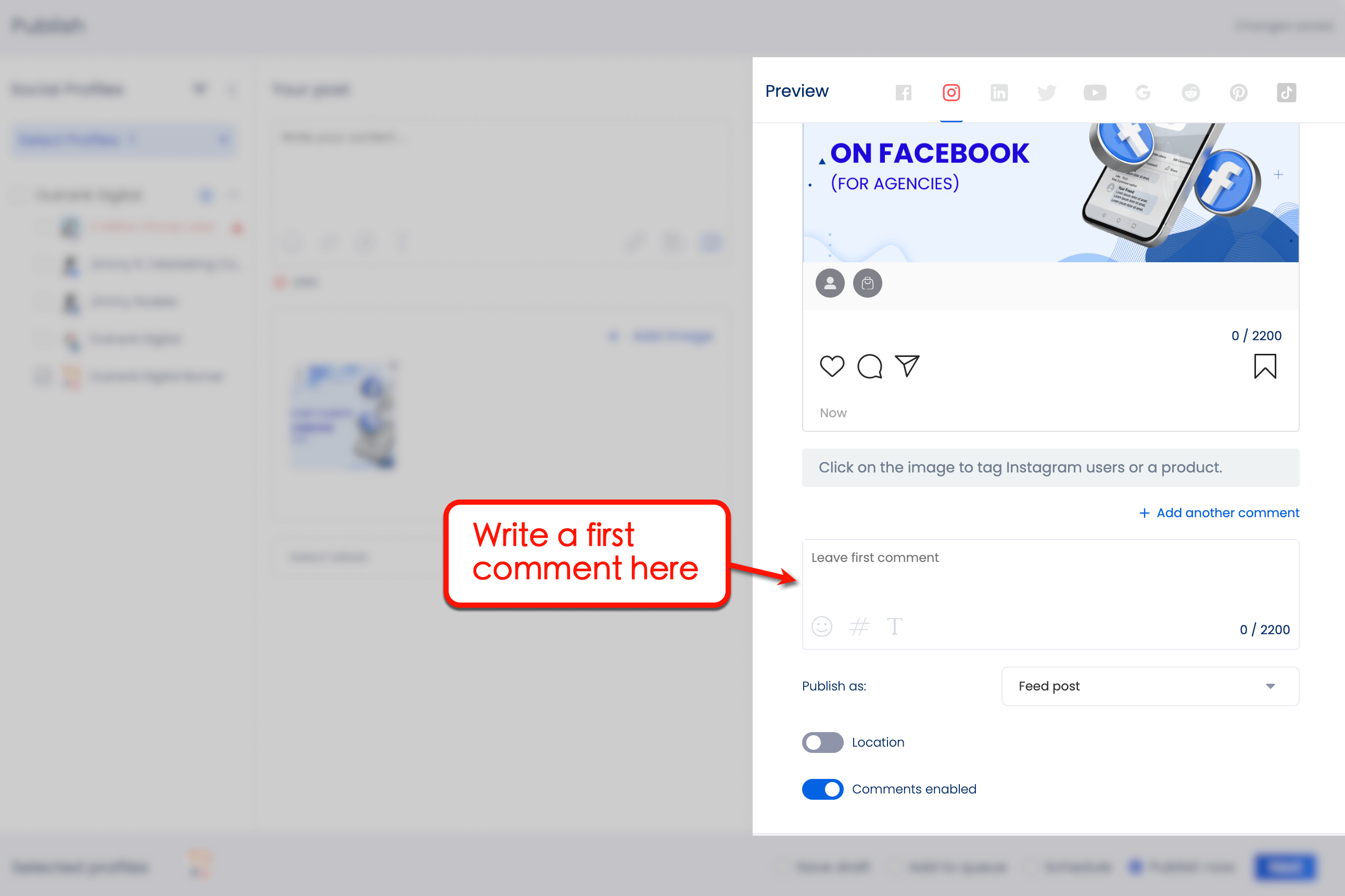 Automate first Instagram comments using Vista Social