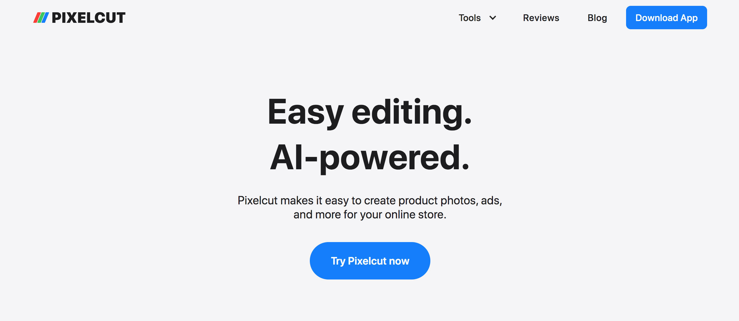Pixelcut's homepage.