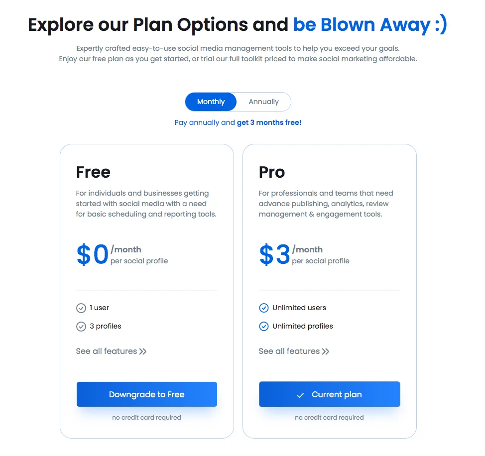 Vista Social's simple pricing plans
