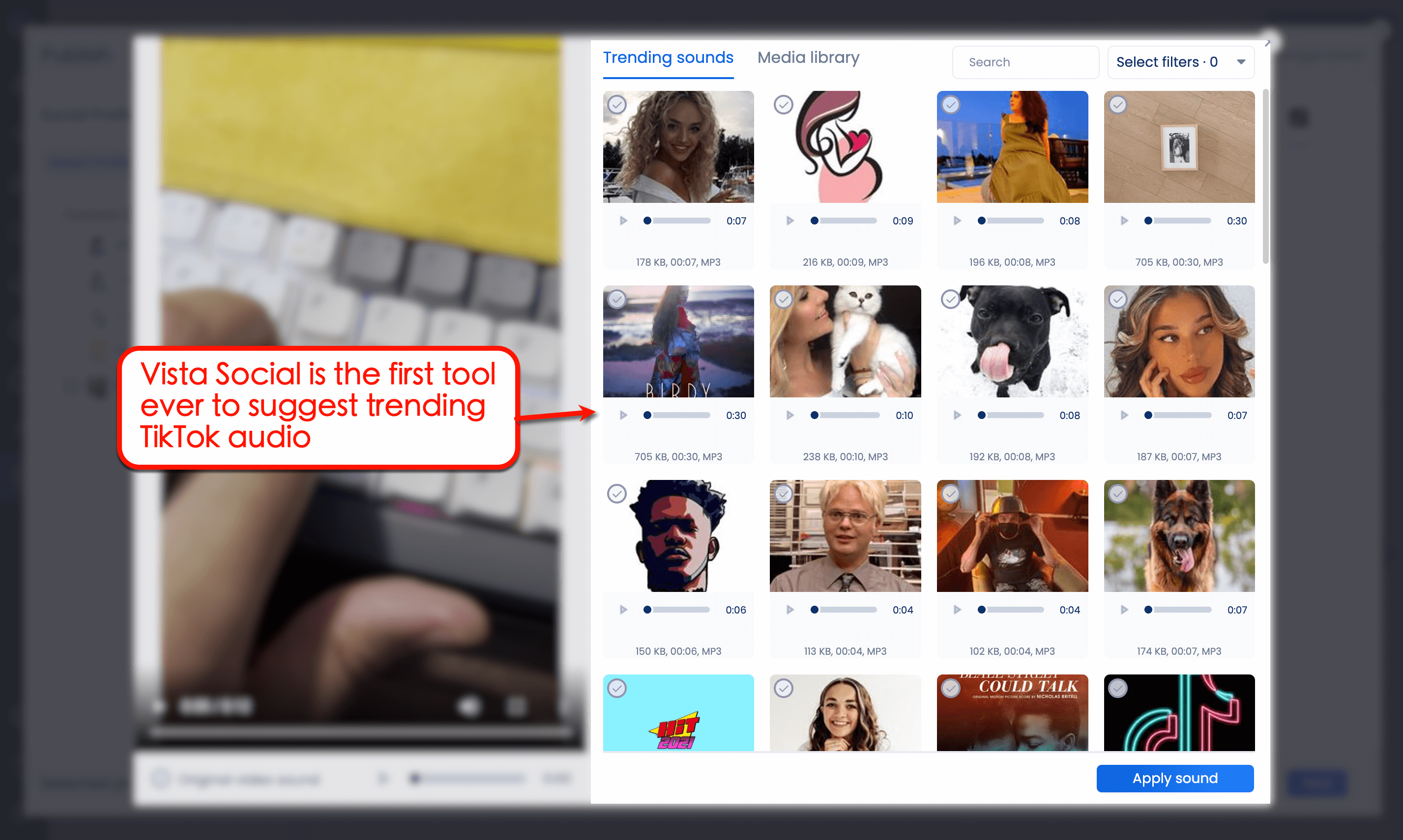 Vista Social's trending TikTok suggestion