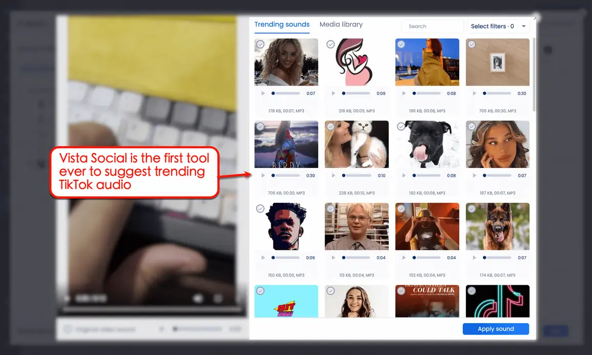 Vista Social's trending TikTok suggestion