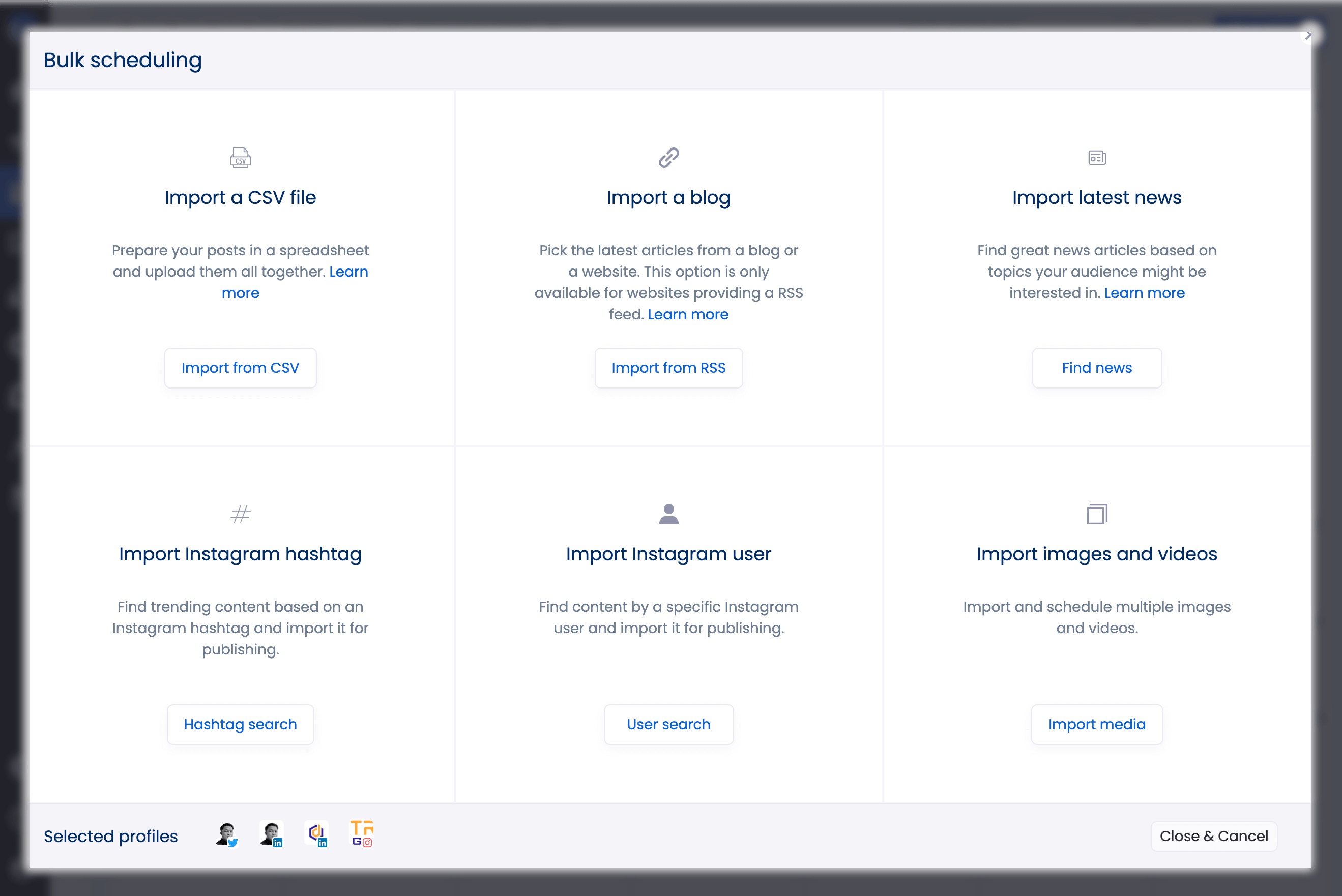 Import media in Vista Social