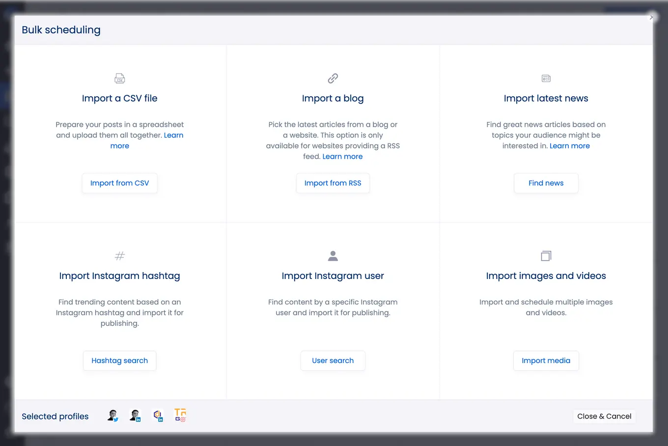 Import media in Vista Social