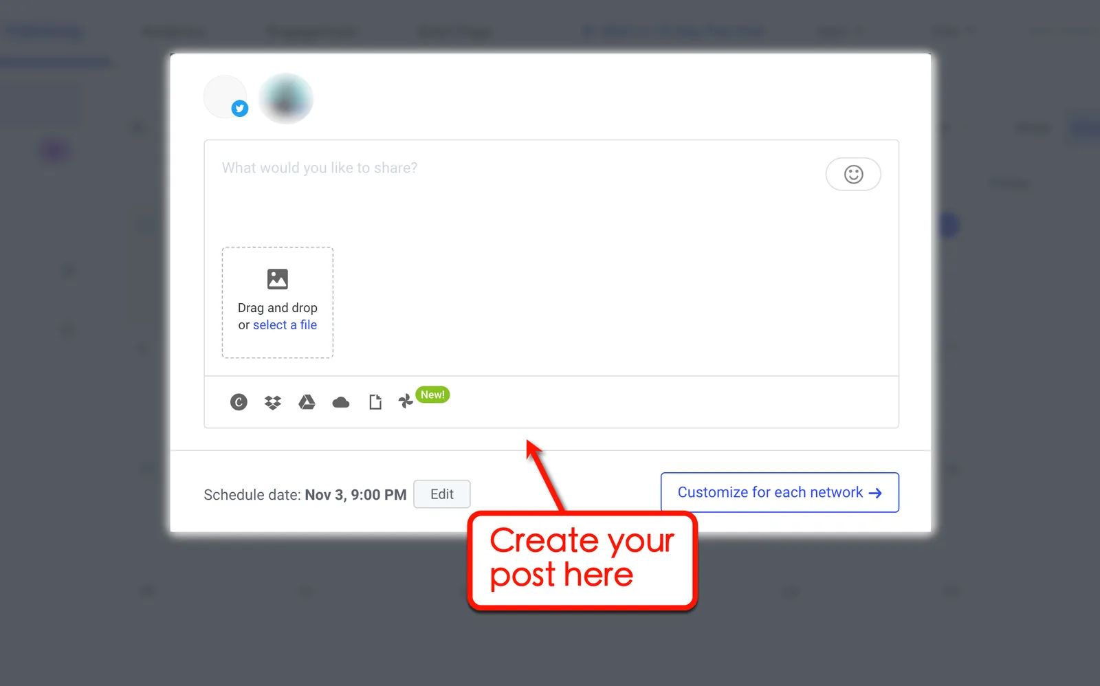 Create your post in buffer