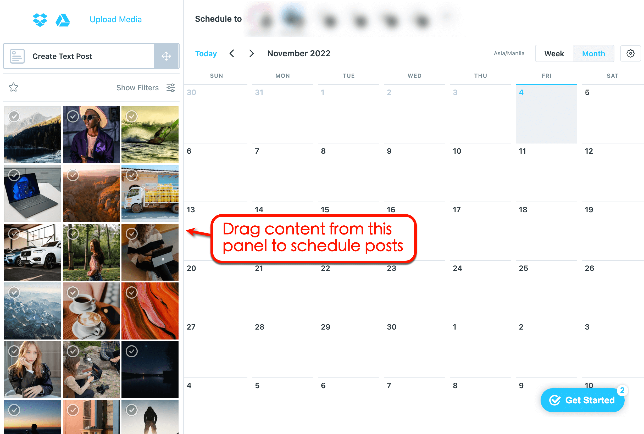 Later's schedule post by dragging