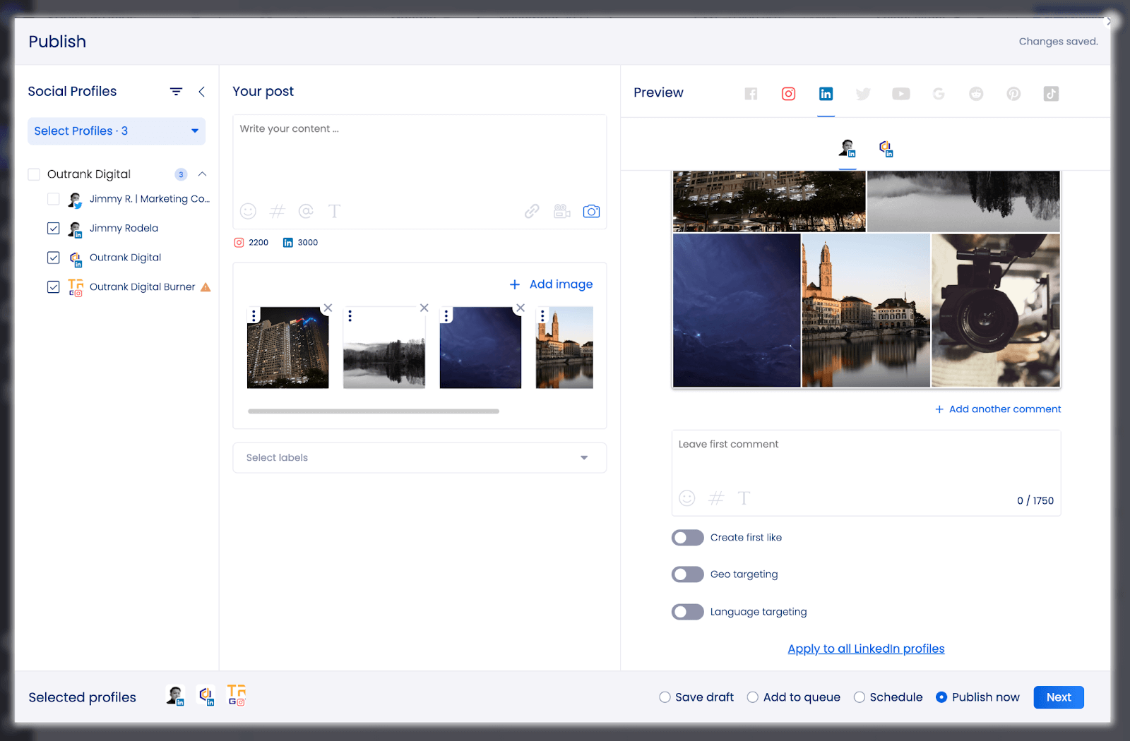 Vista Social's publish tool