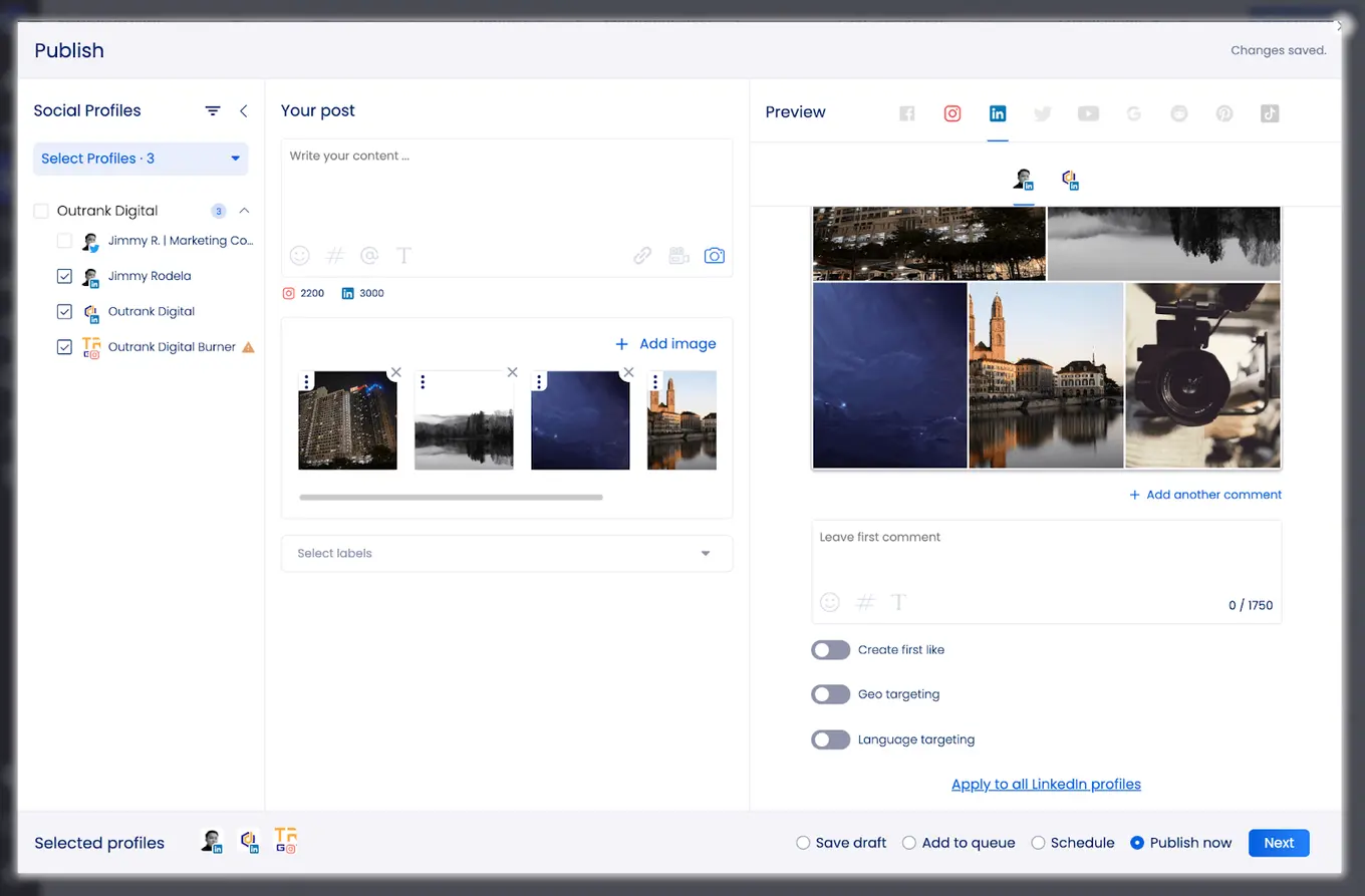 Vista Social's publish tool