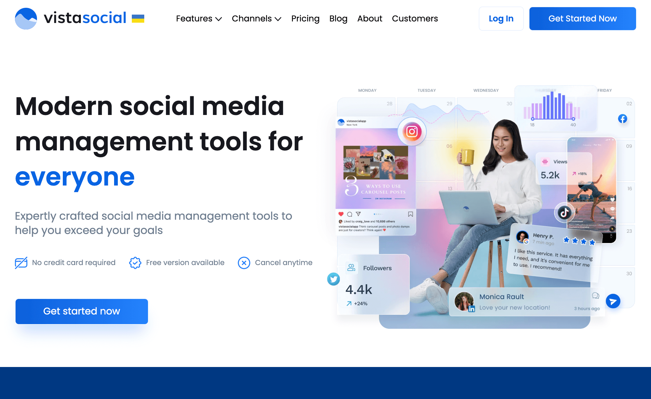 Vista Social's home page