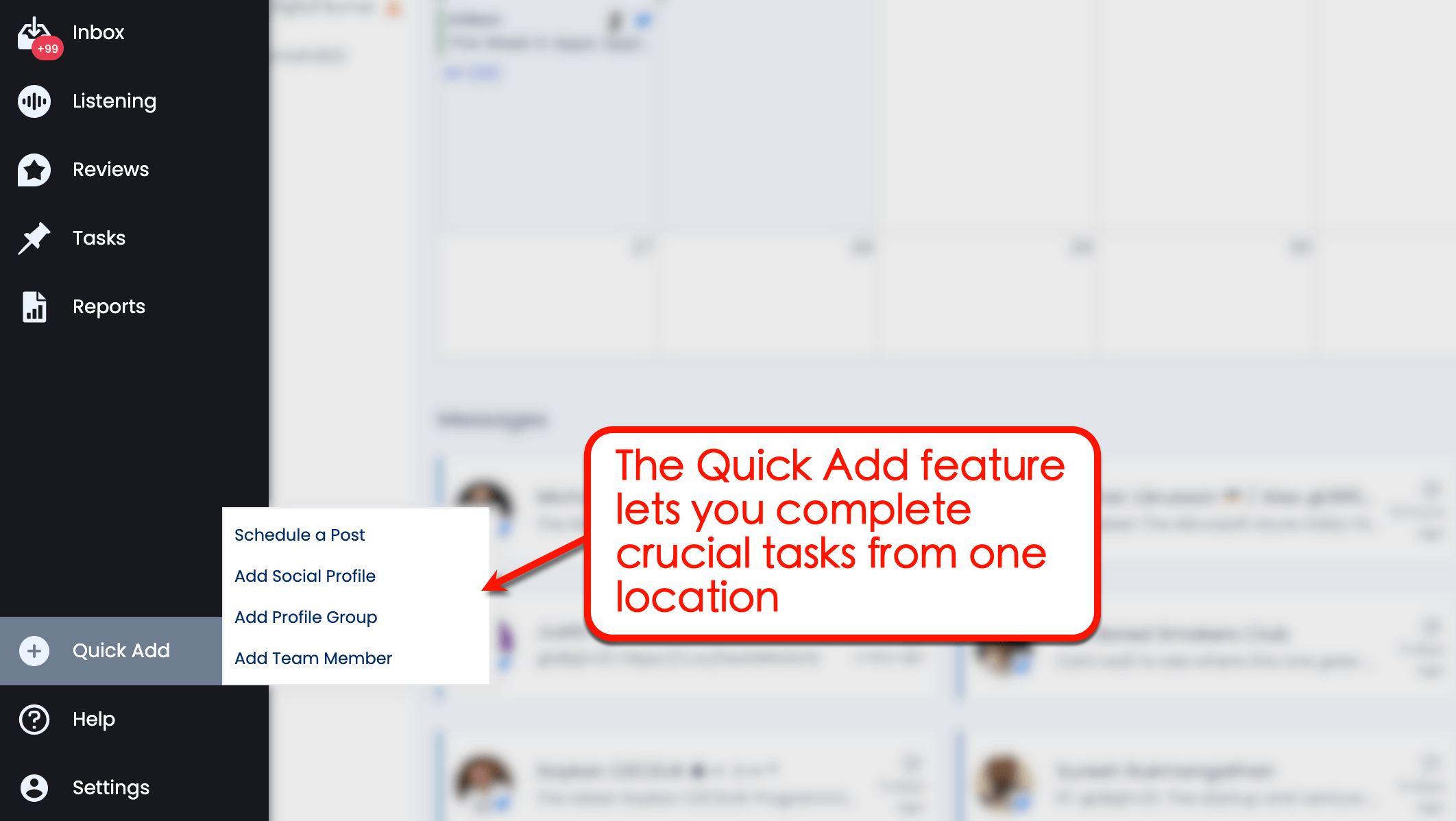 Vista Social's Quick Add tool