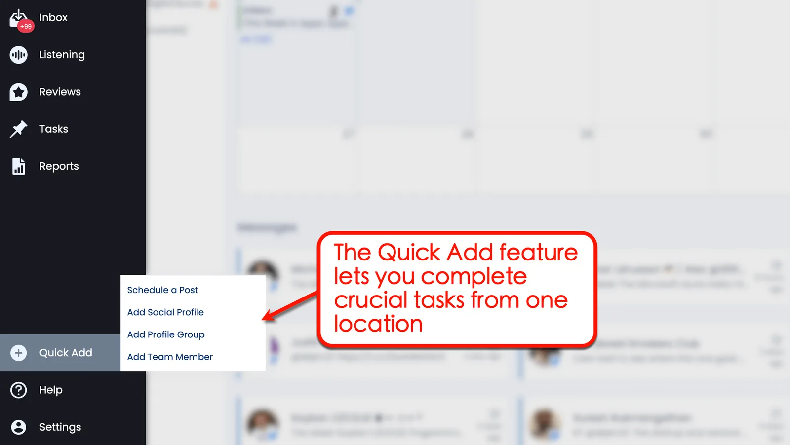 Vista Social's Quick Add tool