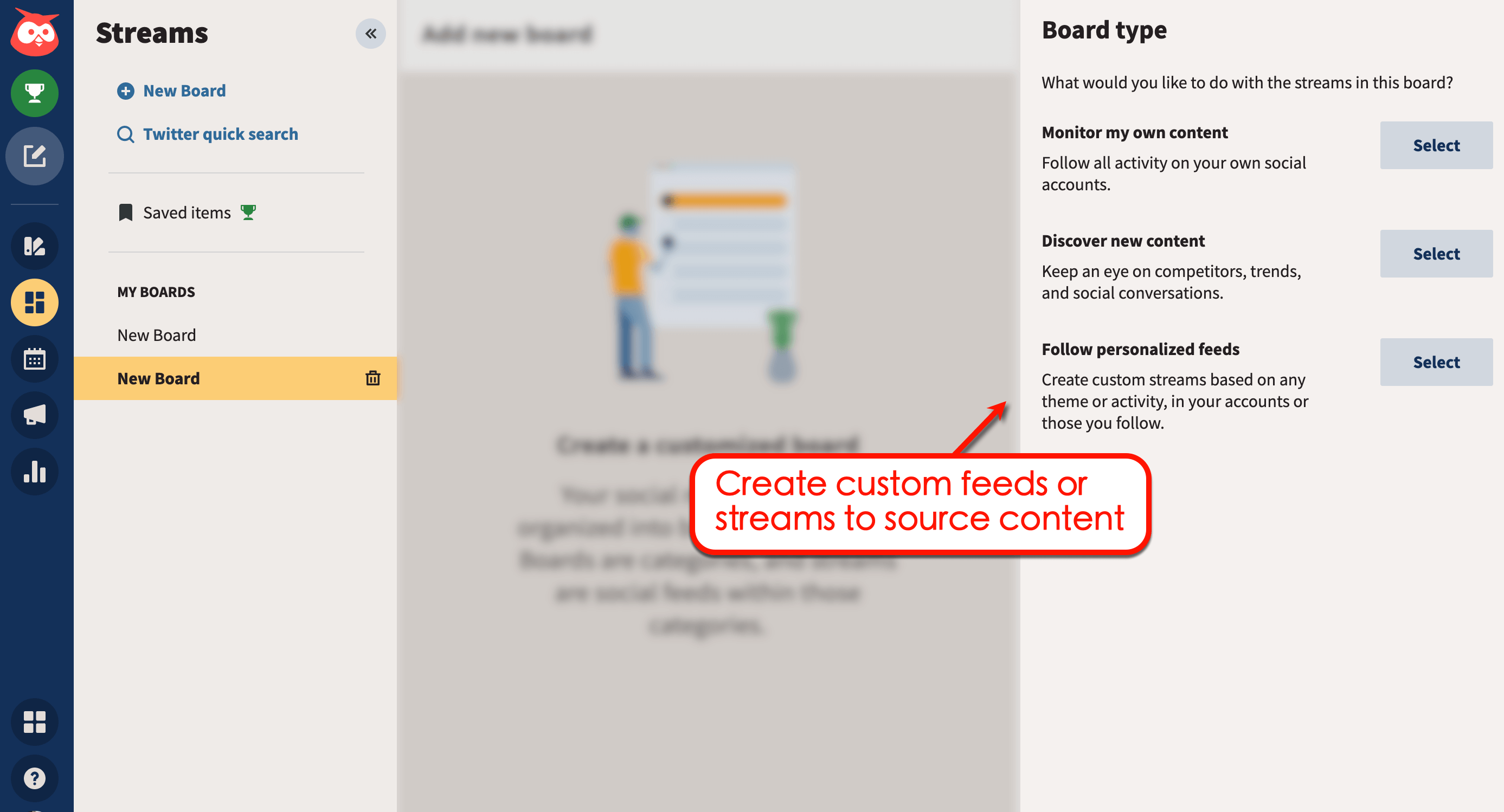 Create custom feeds in Hootsuite