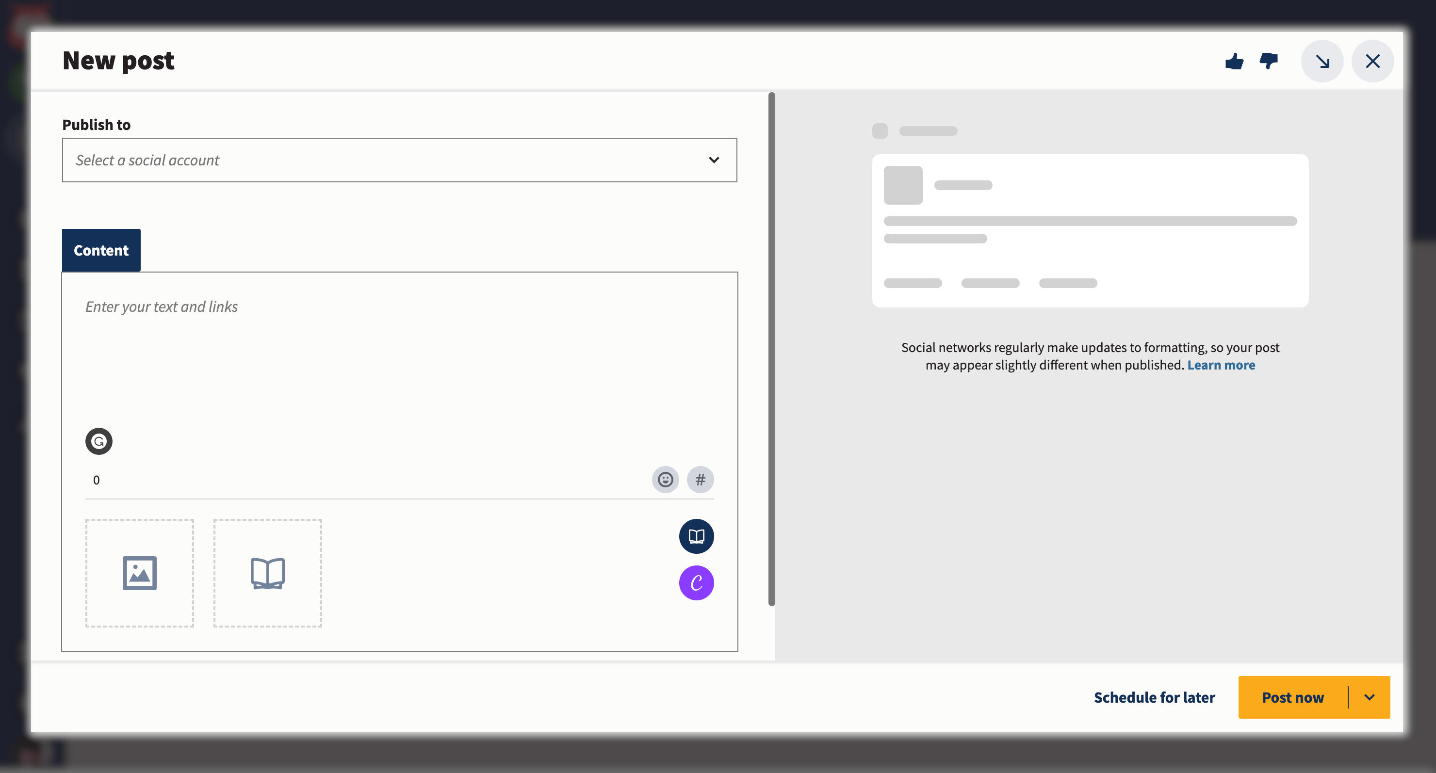 New post in Hootsuite