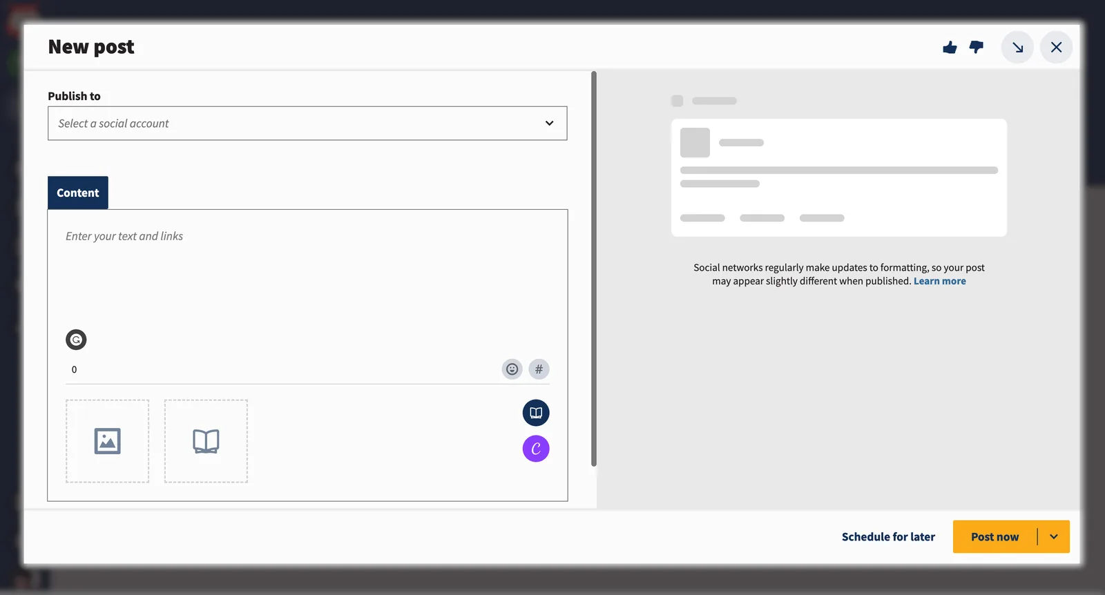 New post in Hootsuite