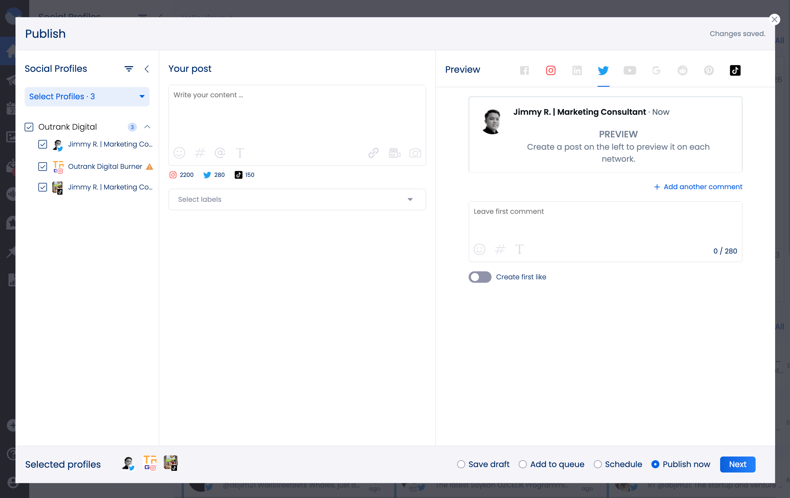Vista Social's publishing tool