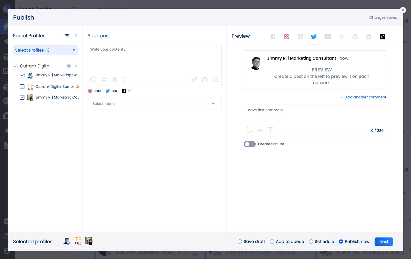 Vista Social's publishing tool