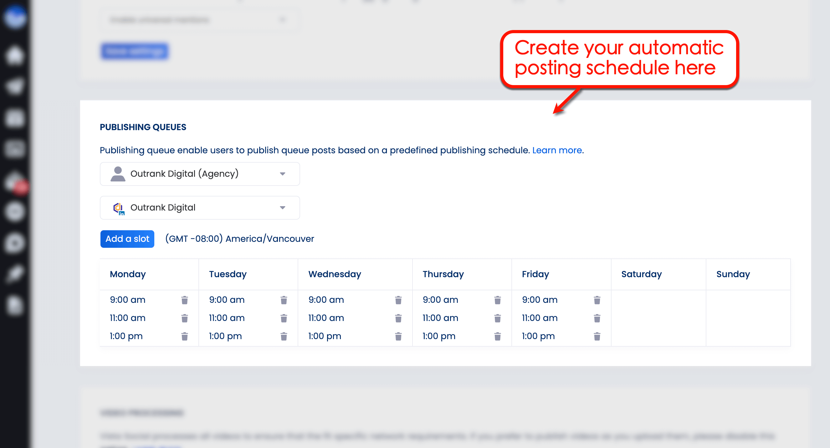 Publishing Queues in Vista Social