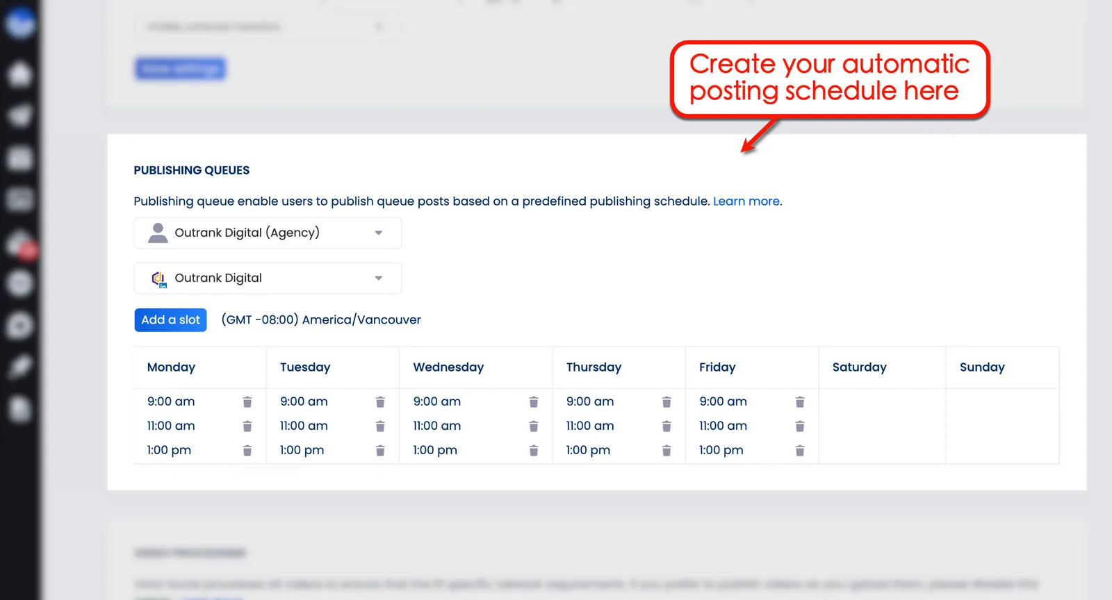Publishing Queues in Vista Social