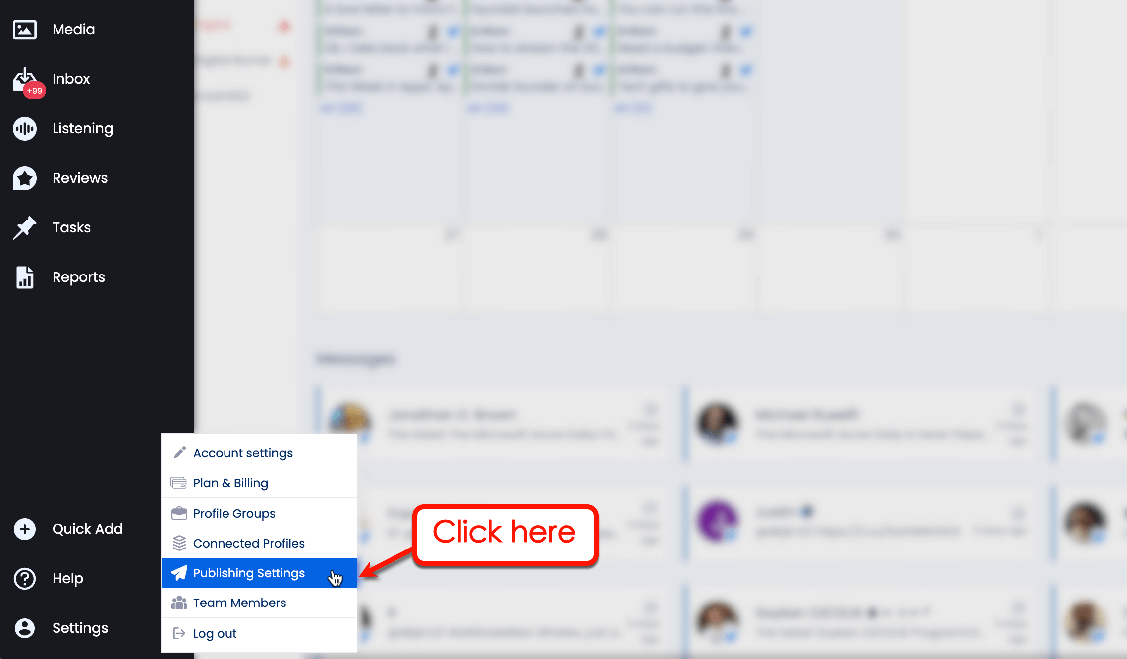 Vista Social's Publishing Settings