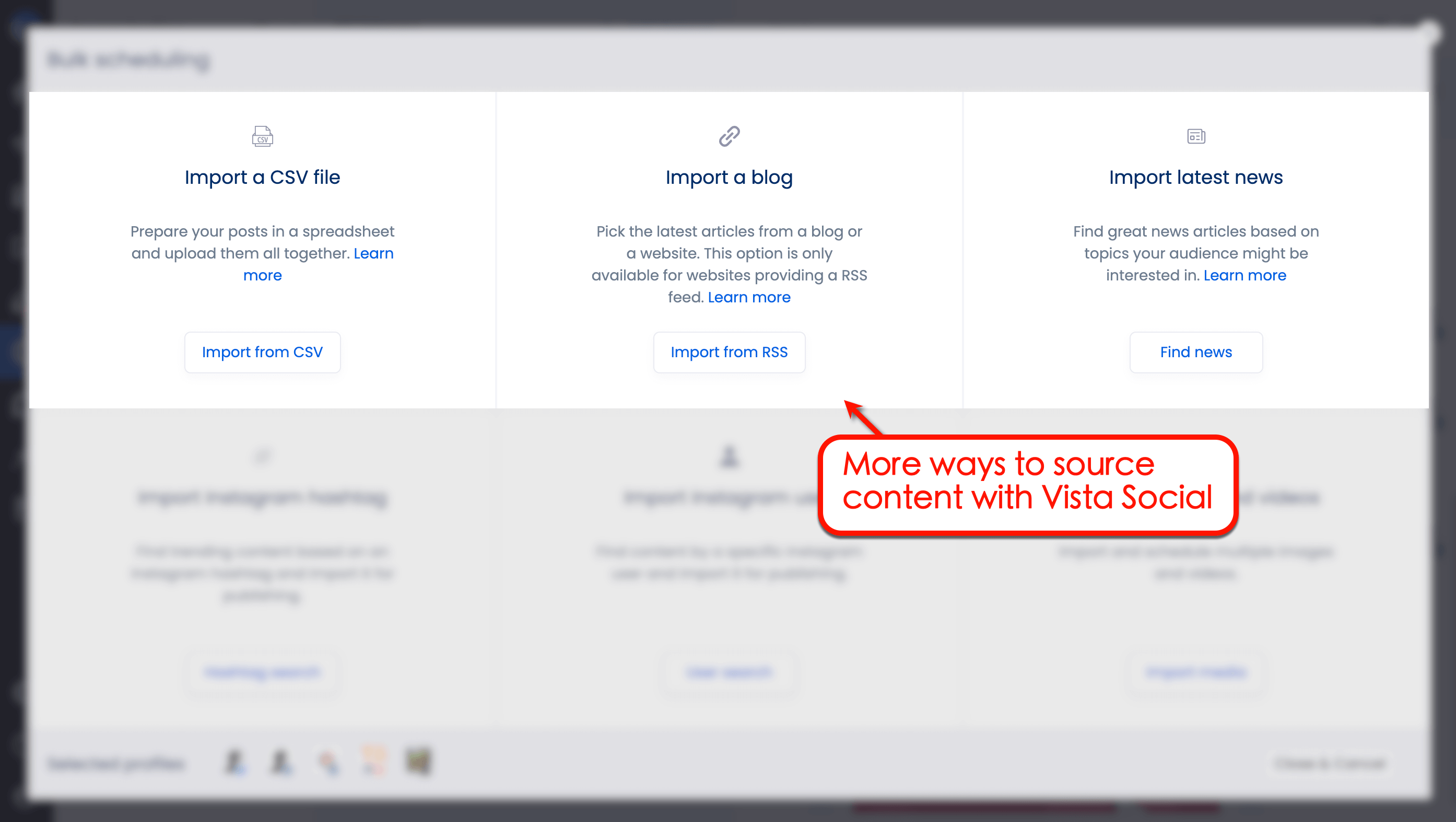 More ways to source content in Vista Social