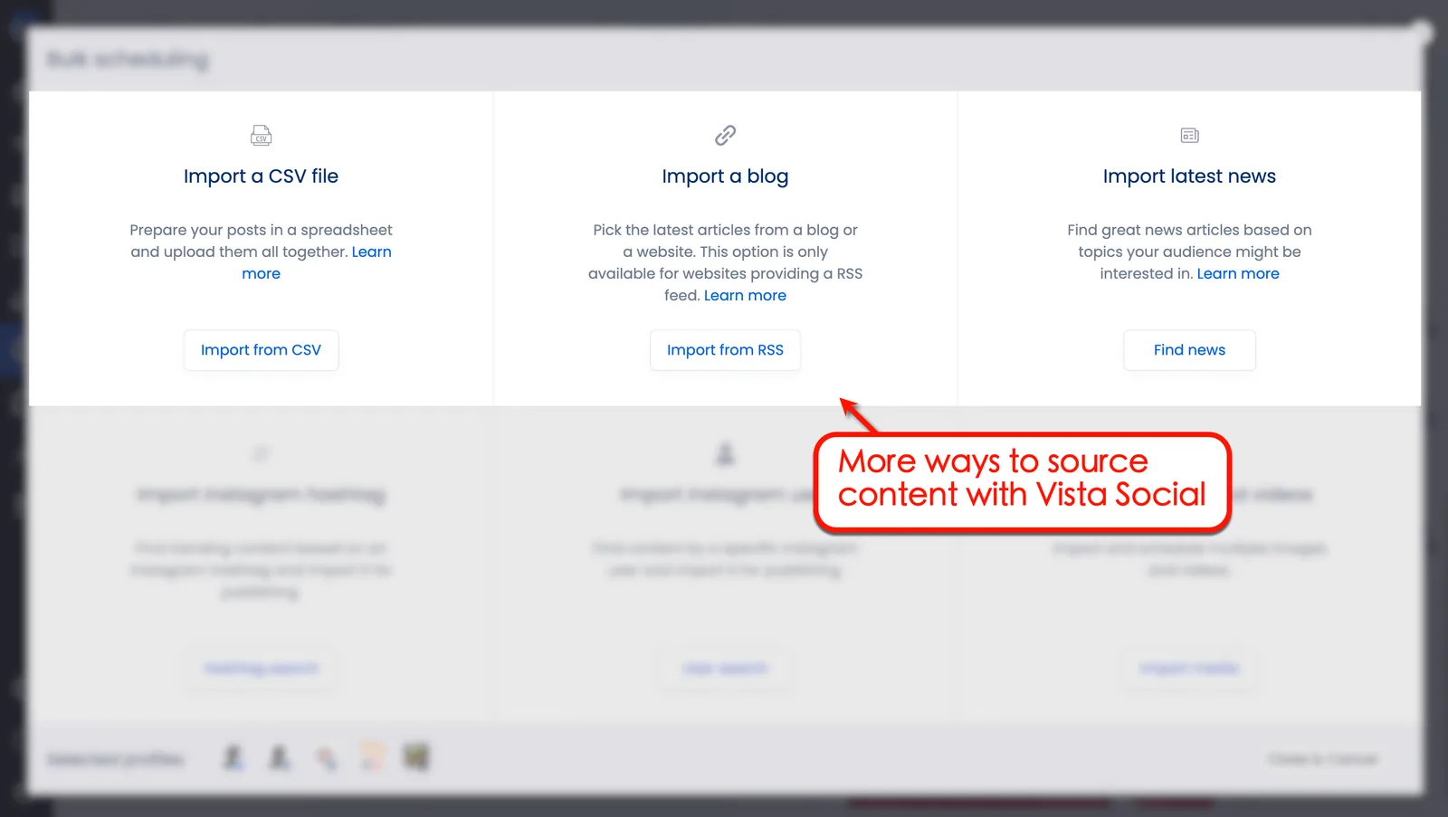 More ways to source content in Vista Social