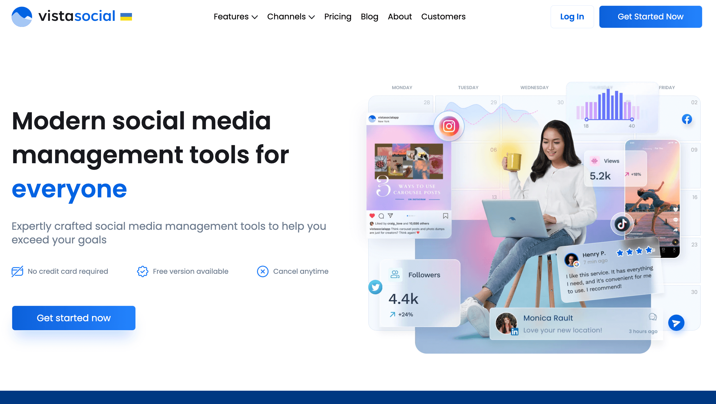 Vista Social's home page