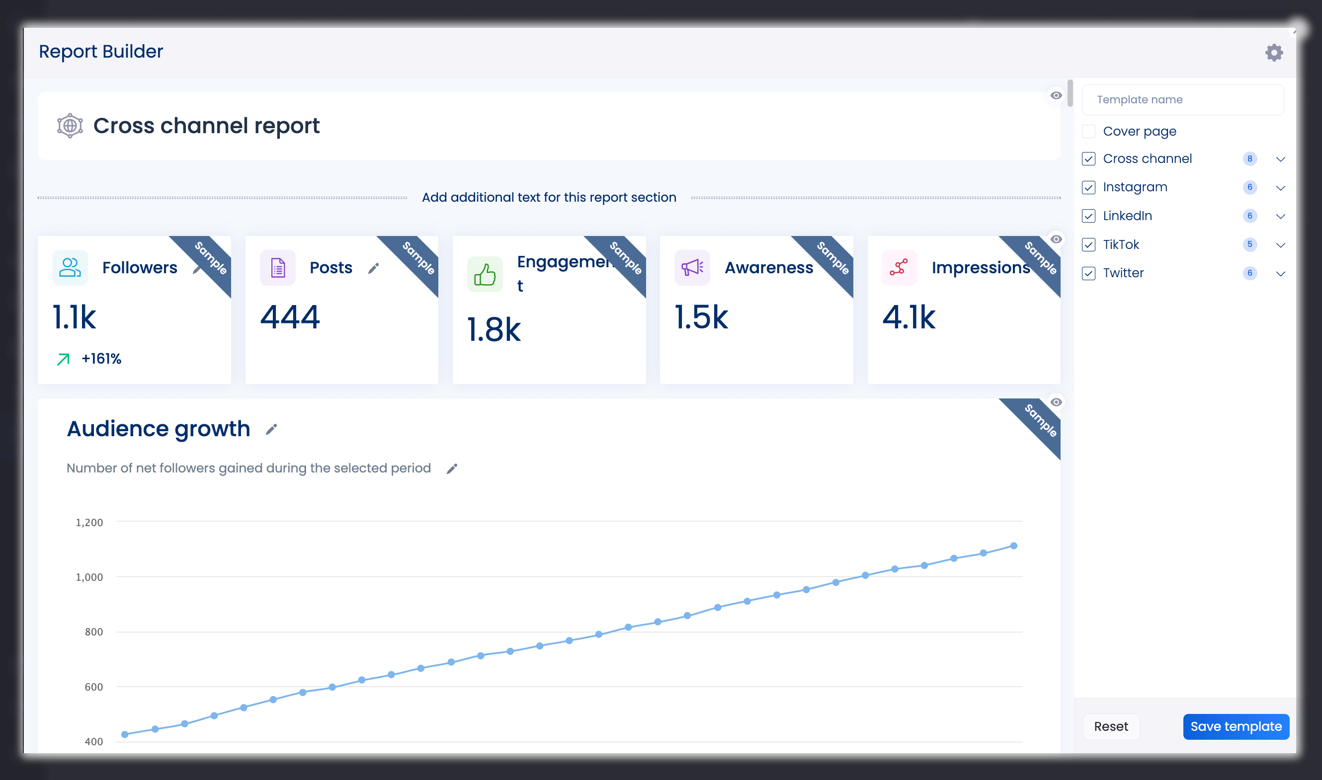 Vista Social's report builder