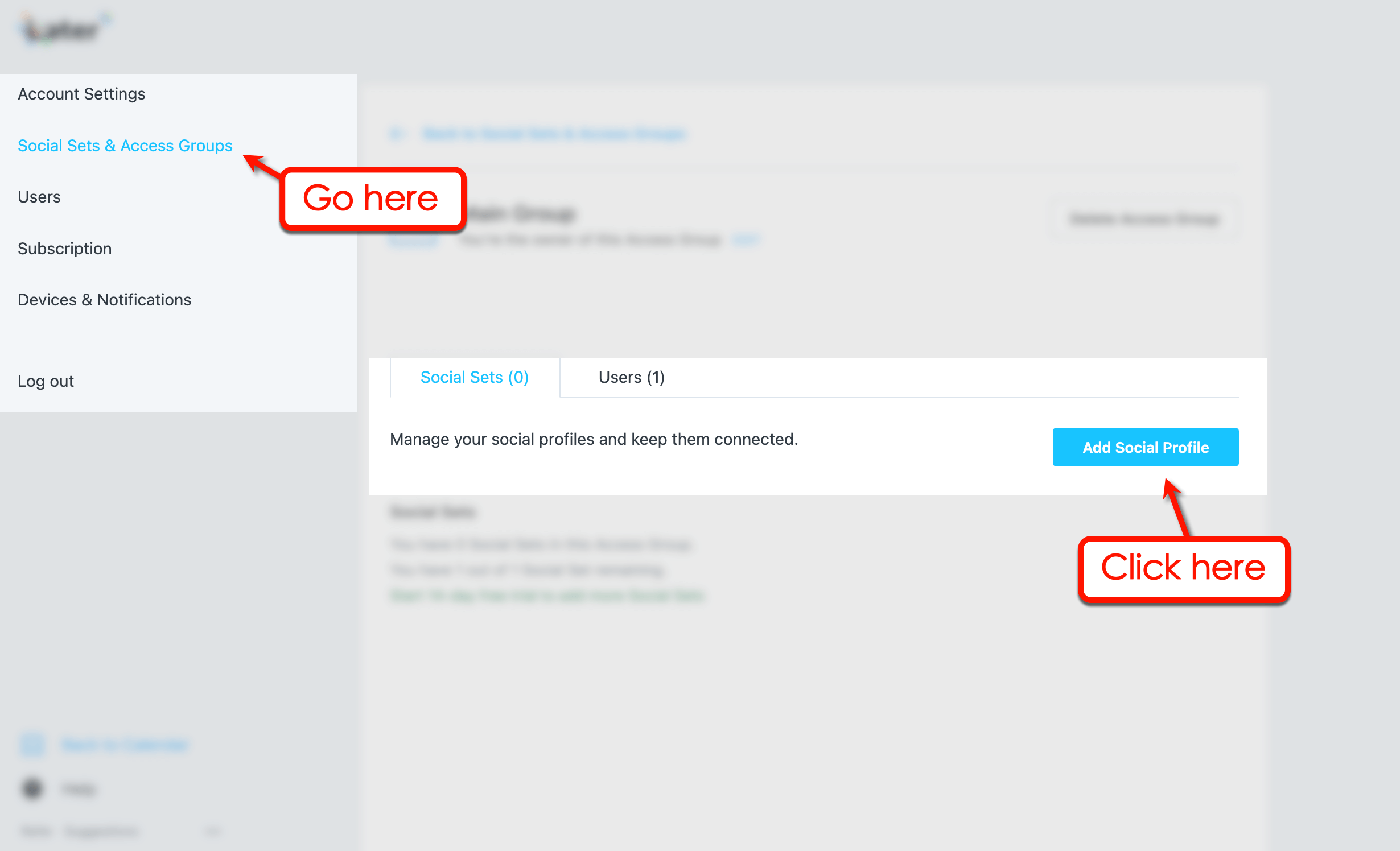 Add social profile in Later