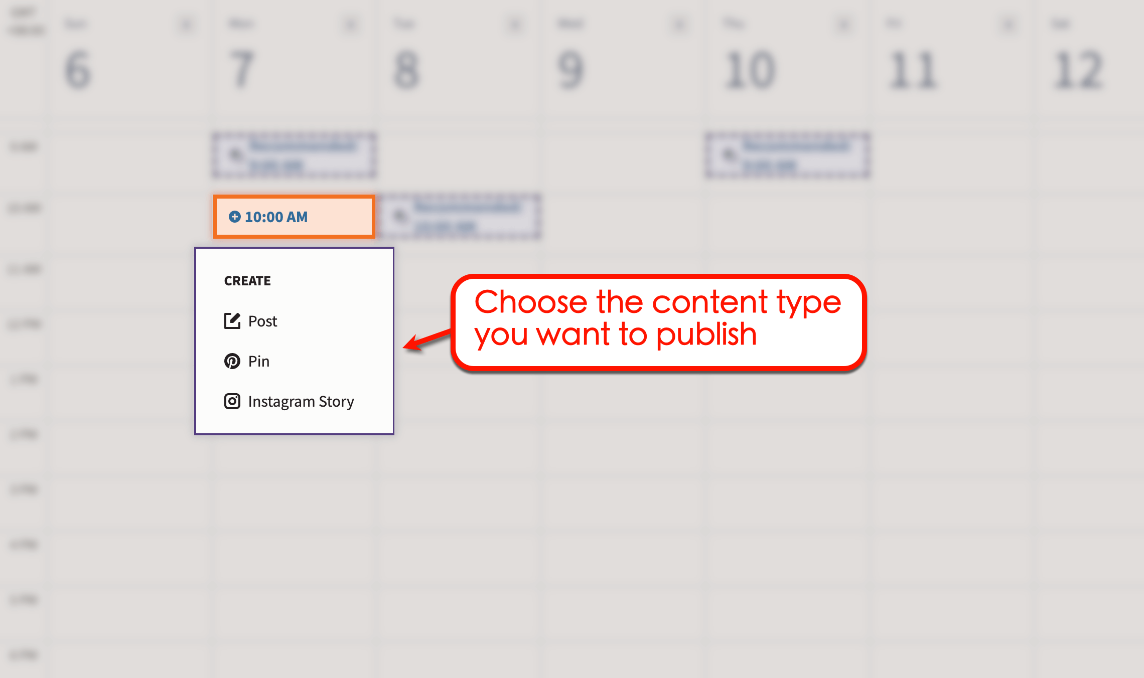 Choose content type in Hootsuite