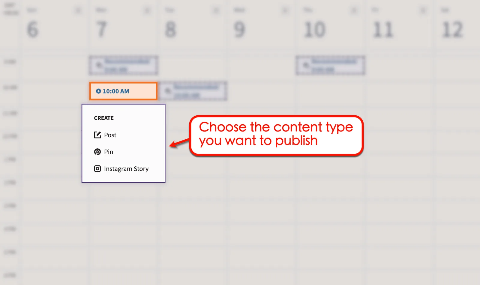 Choose content type in Hootsuite