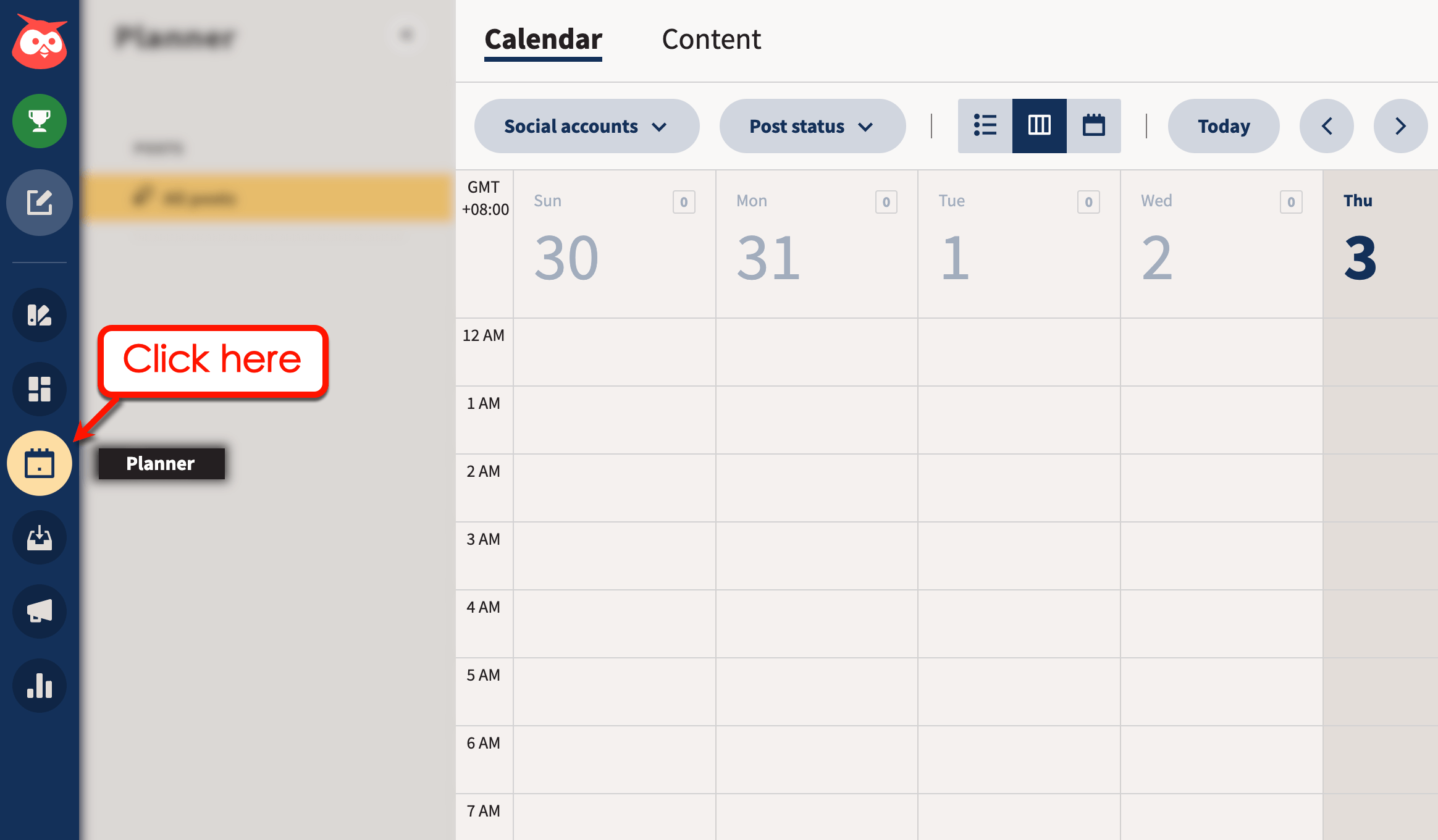 Hootsuite's planner tool