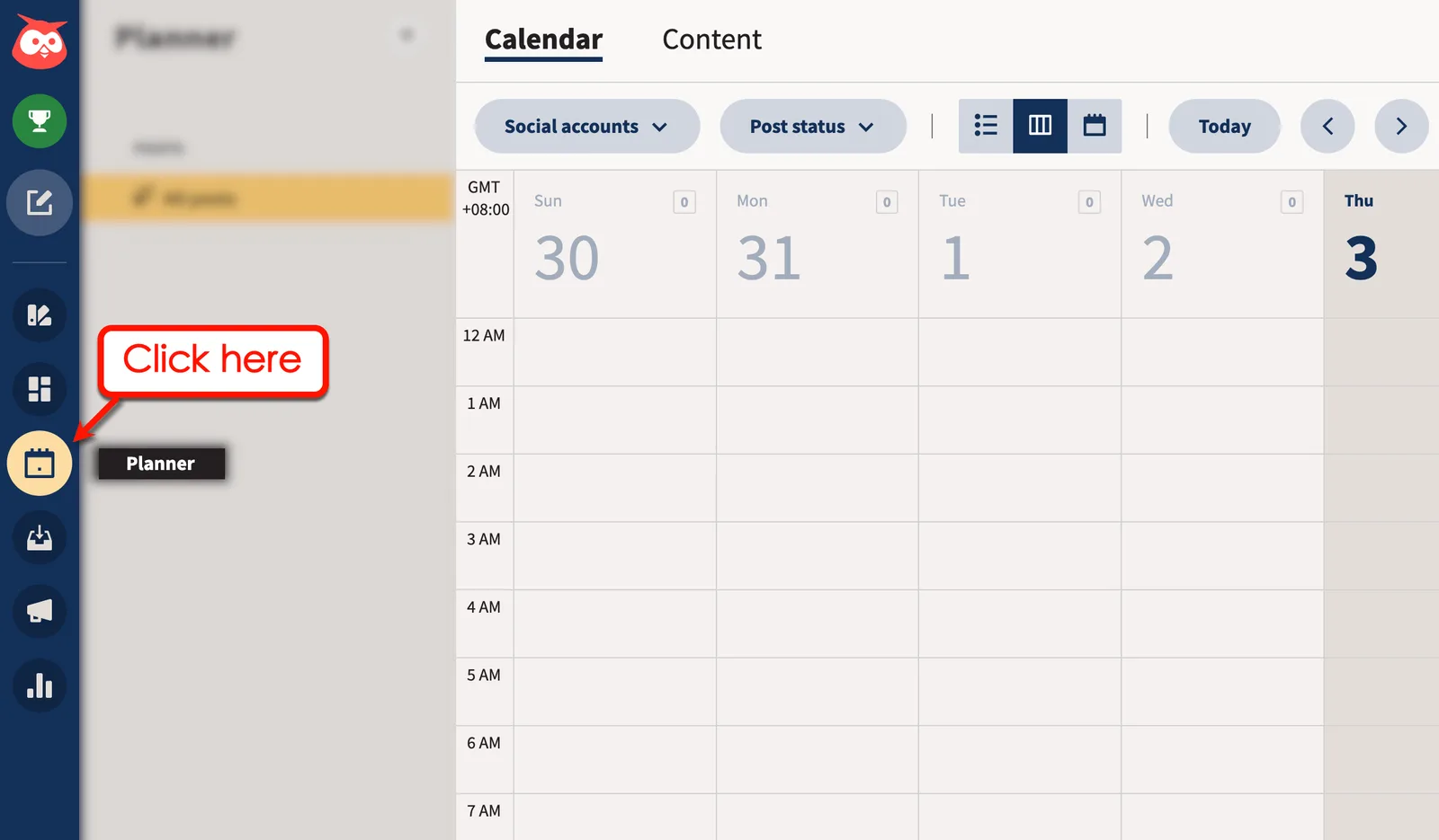 Hootsuite's planner tool