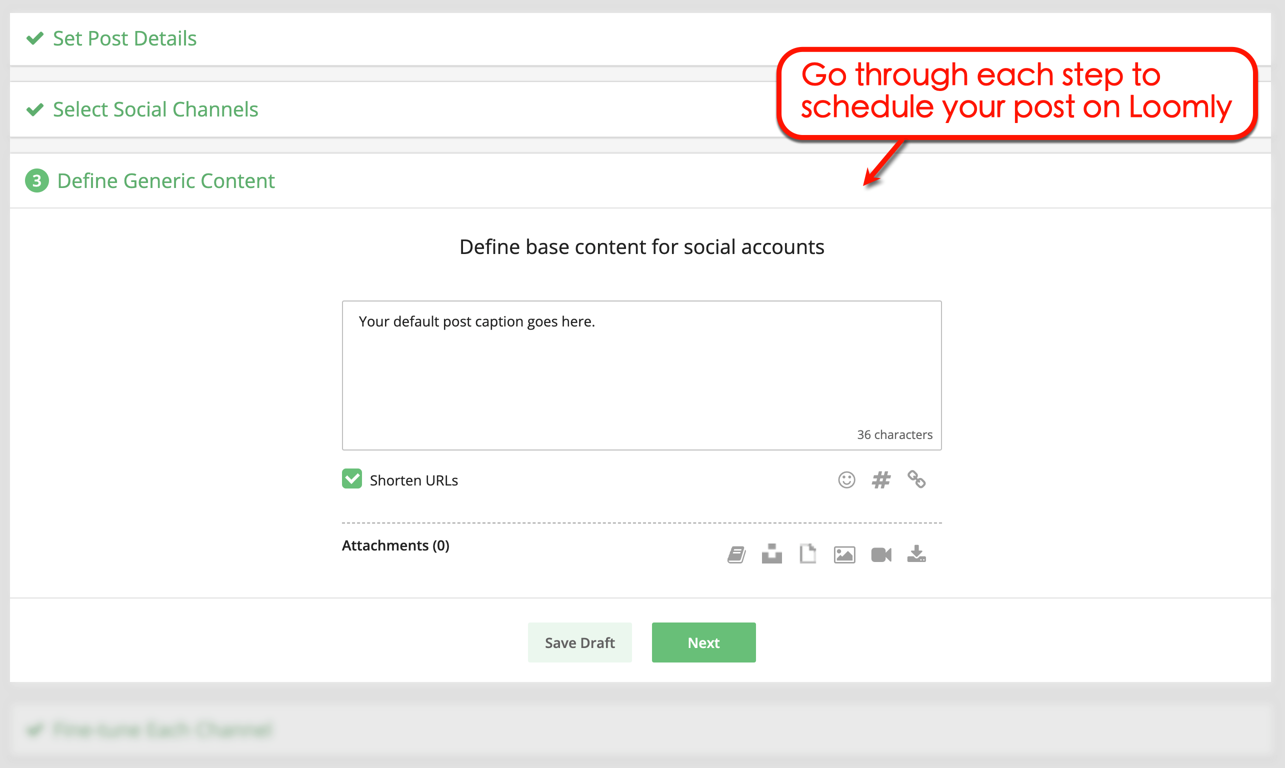 Schedule a post on Loomly
