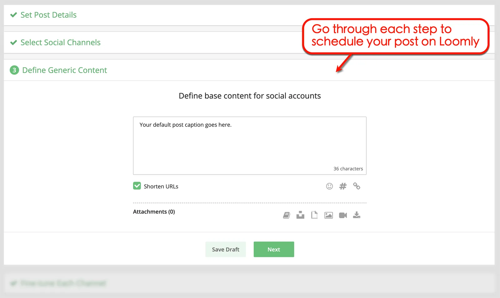 Schedule a post on Loomly