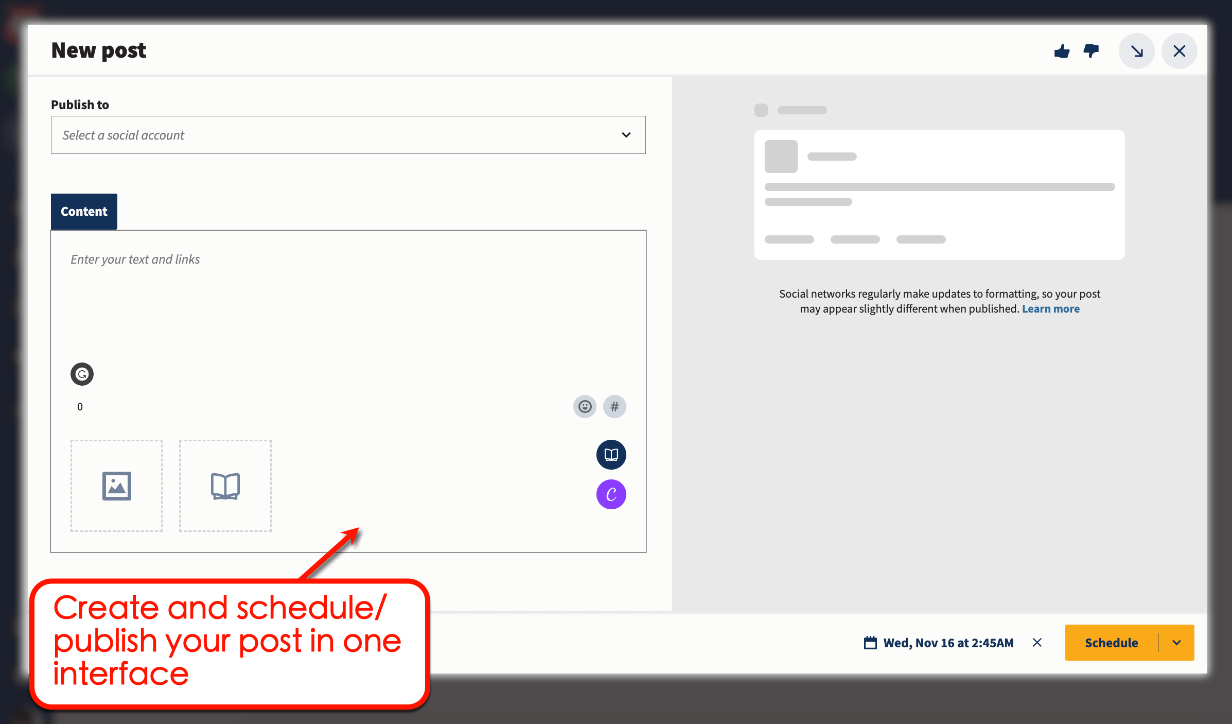 Create and schedule in Hootsuite