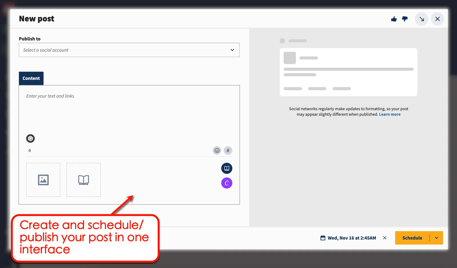 Create and schedule in Hootsuite