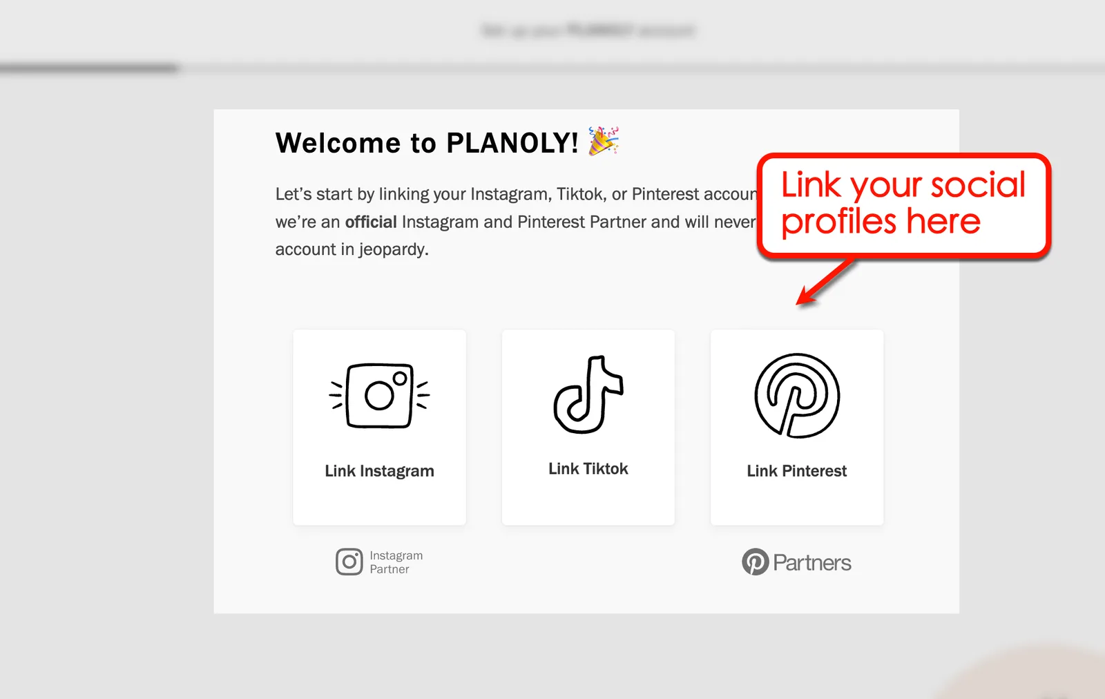 Link your social profiles in Planoly