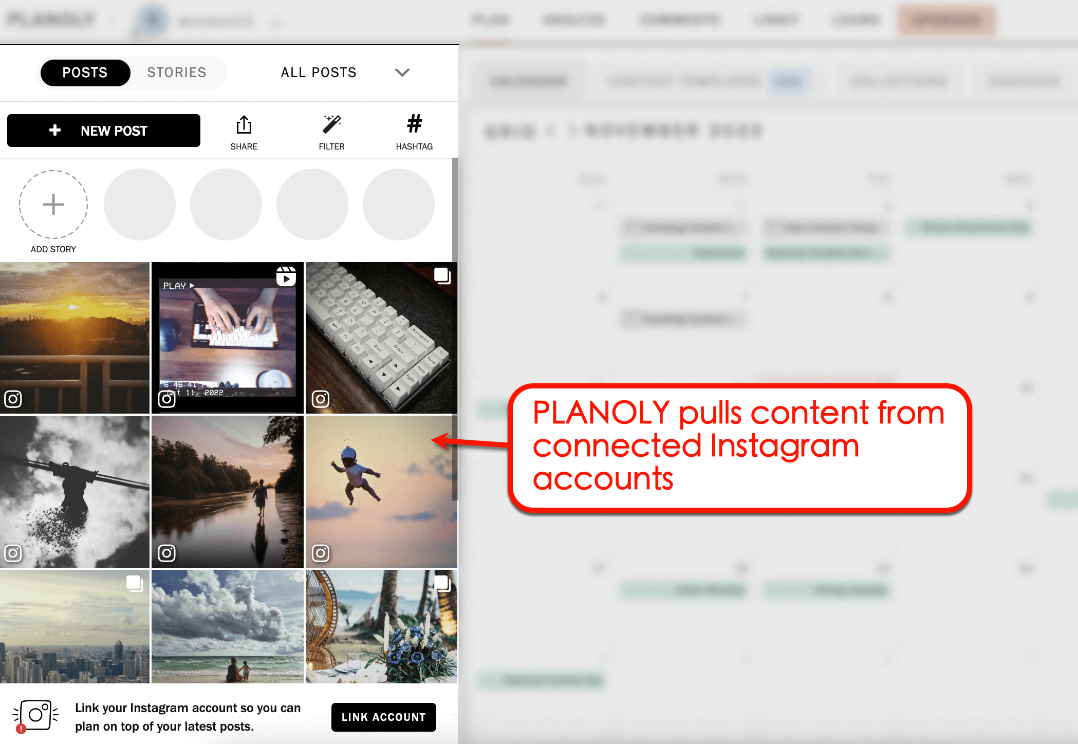 Planoly's dashboard