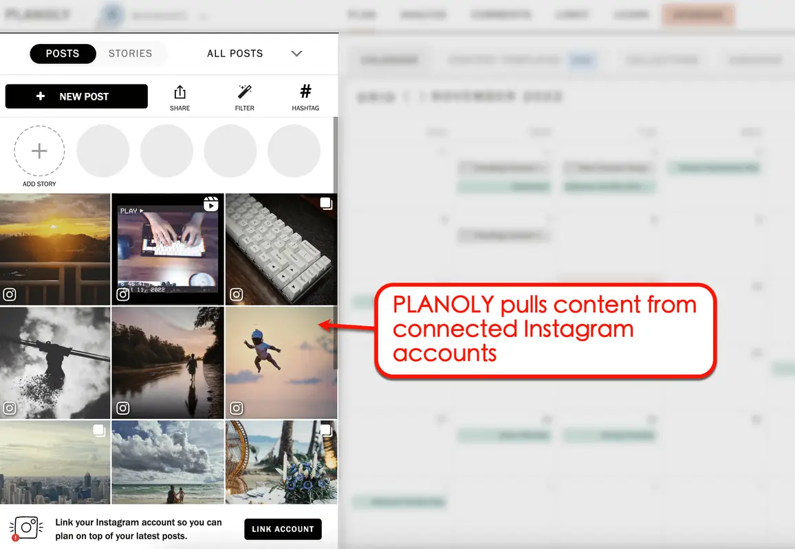 Planoly's dashboard