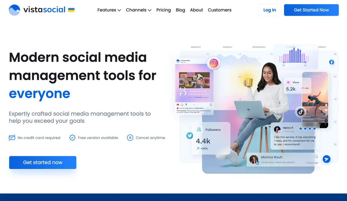 Vista Social's home page