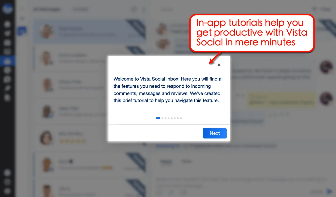 Vista Social's in-app tutorials